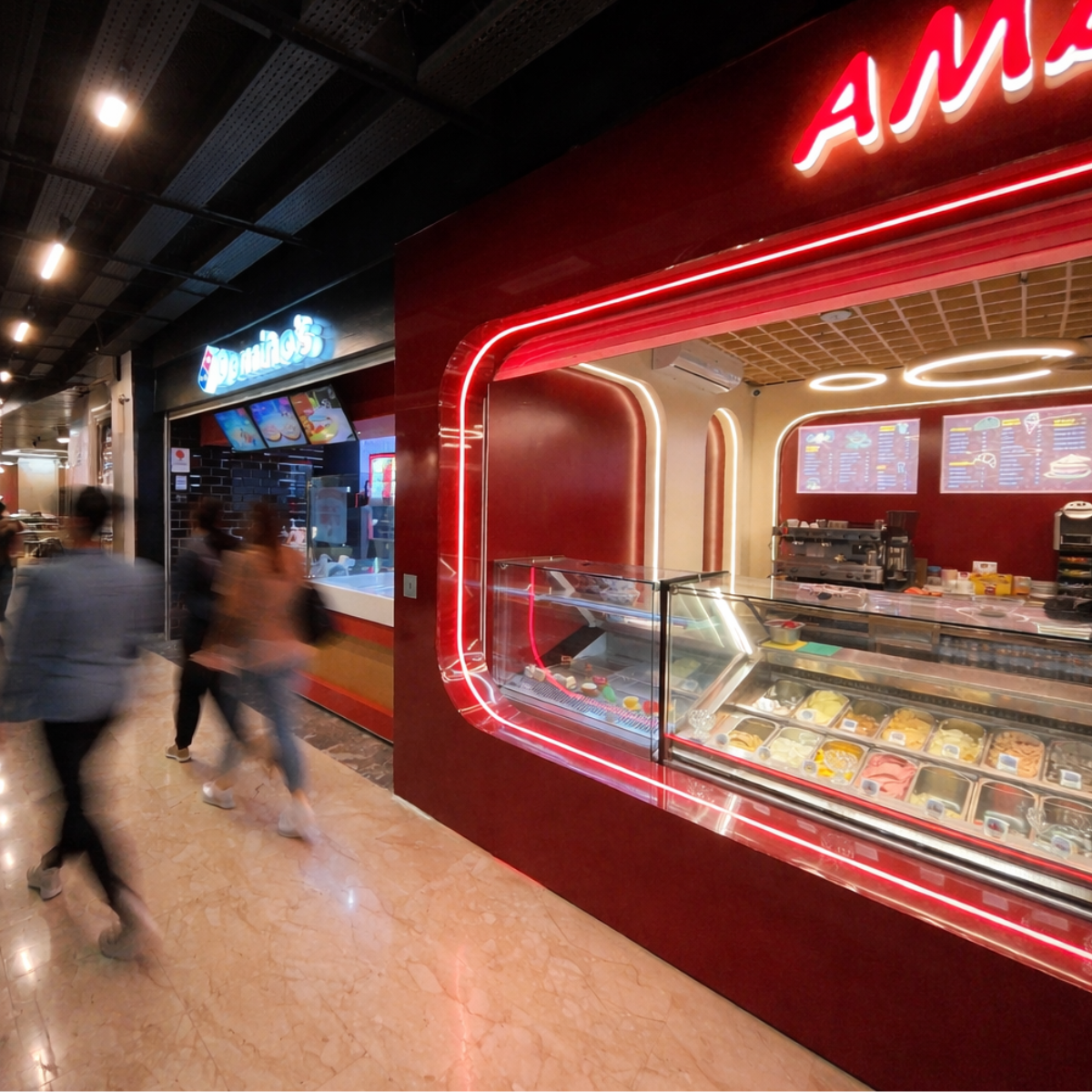 Amareno Gelato — Mega Mall Rabat, vue 4 — projet commercial et intérieurs à Rabat