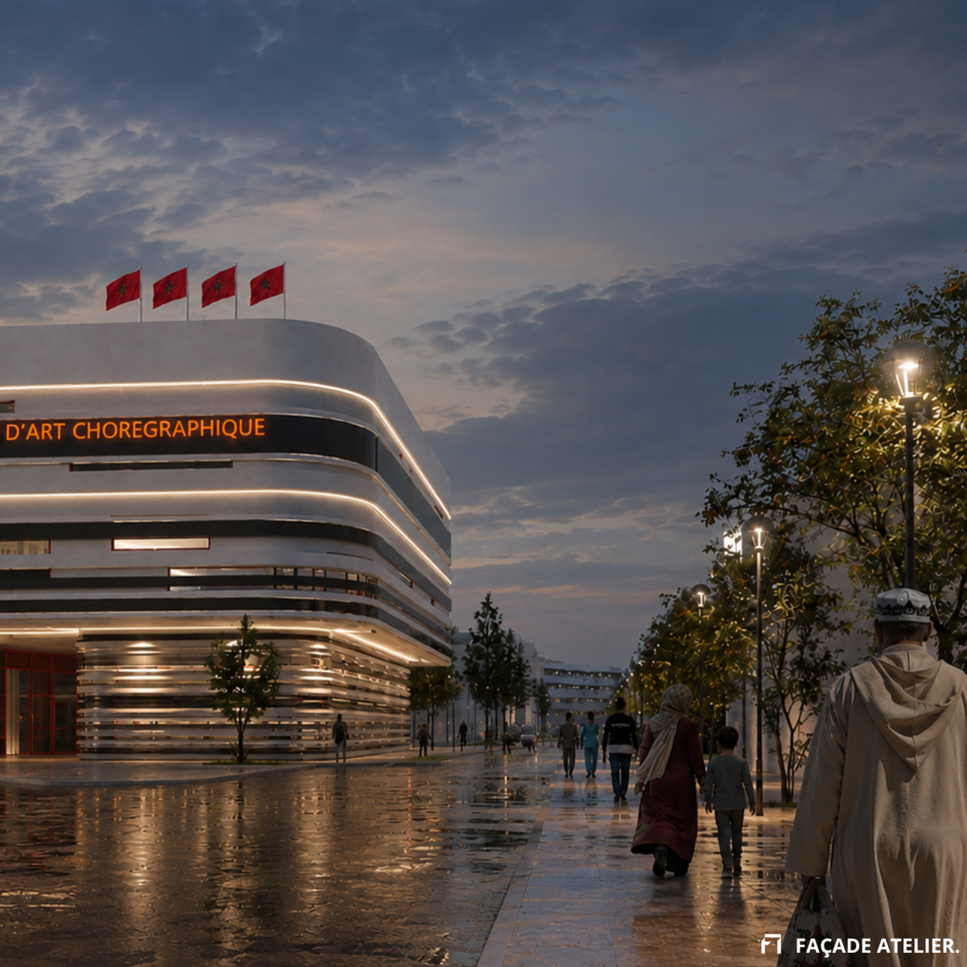 CONSERVATOIRE DE MUSIQUE ET D’ART CHOREGRAPHIQUE A LA VILLE DE KHMISSAT, vue 3 — projet équipement à khemissat