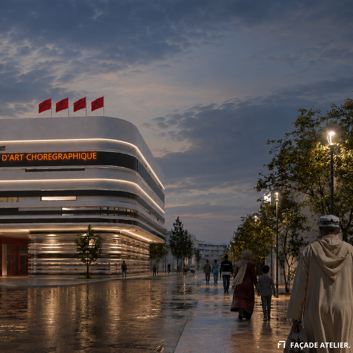 CONSERVATOIRE DE MUSIQUE ET D’ART CHOREGRAPHIQUE A LA VILLE DE KHMISSAT, vue 3 — projet équipement à khemissat