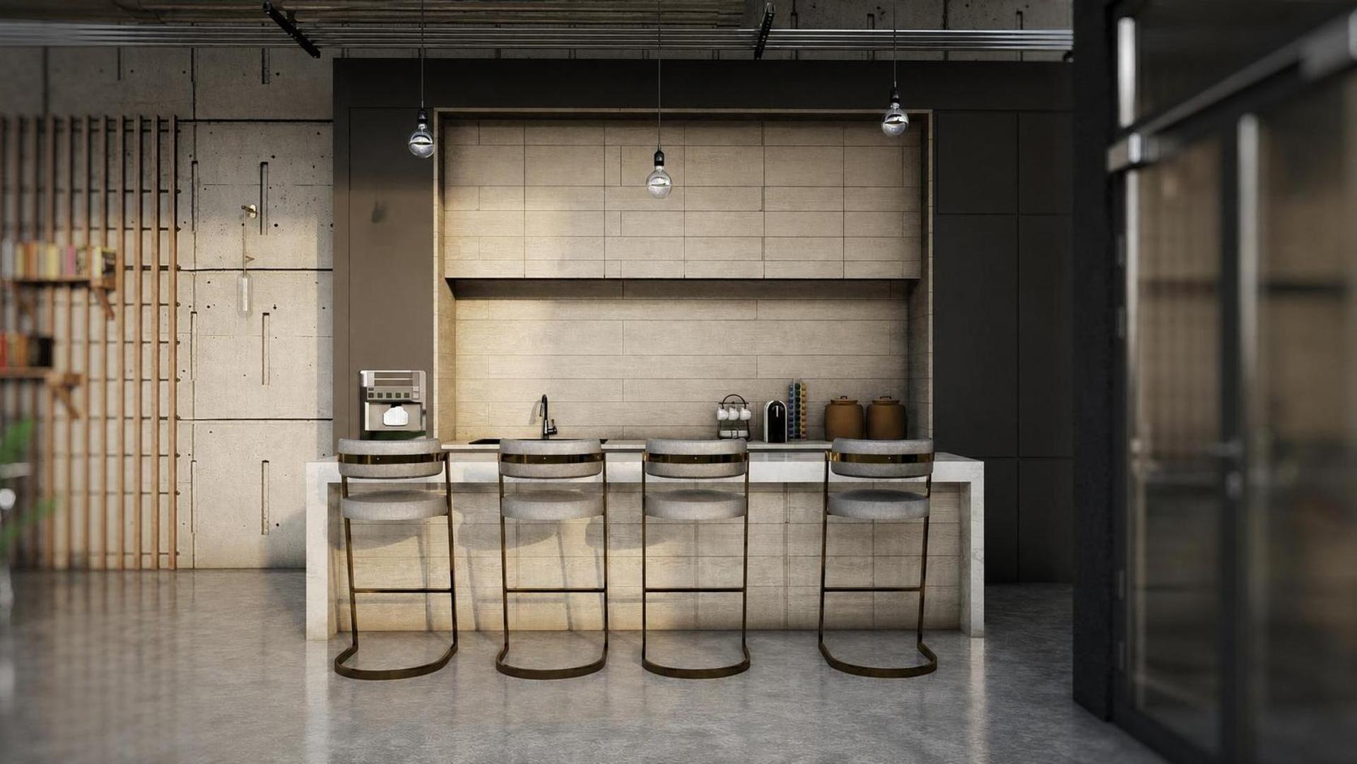 Concrete-Desk, vue 3 — projet intérieurs et commercial