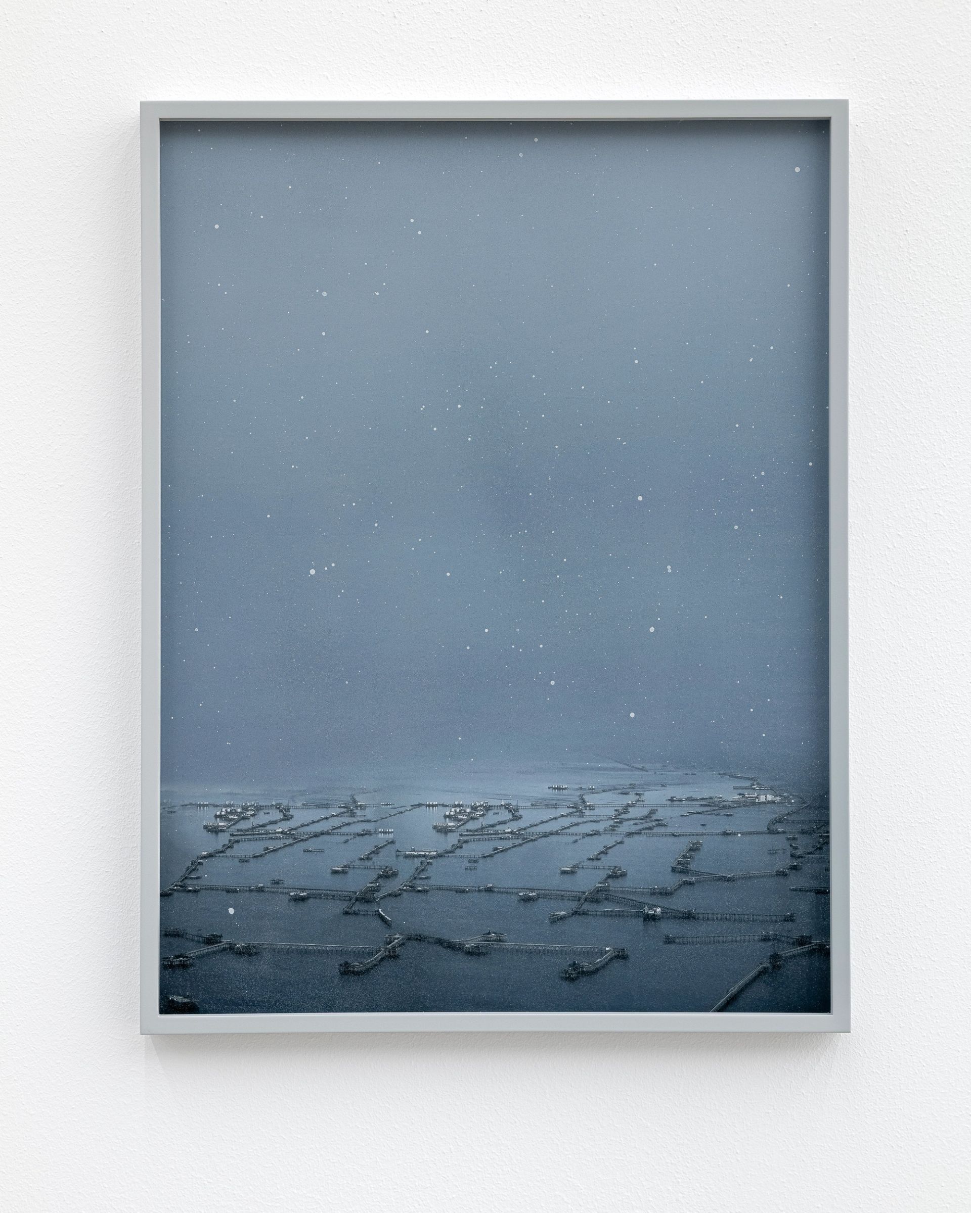 Anna Vogel, docks, 2025, pigment print, varnish, frame finished in light gray, 53 × 40 cm (3 variations)