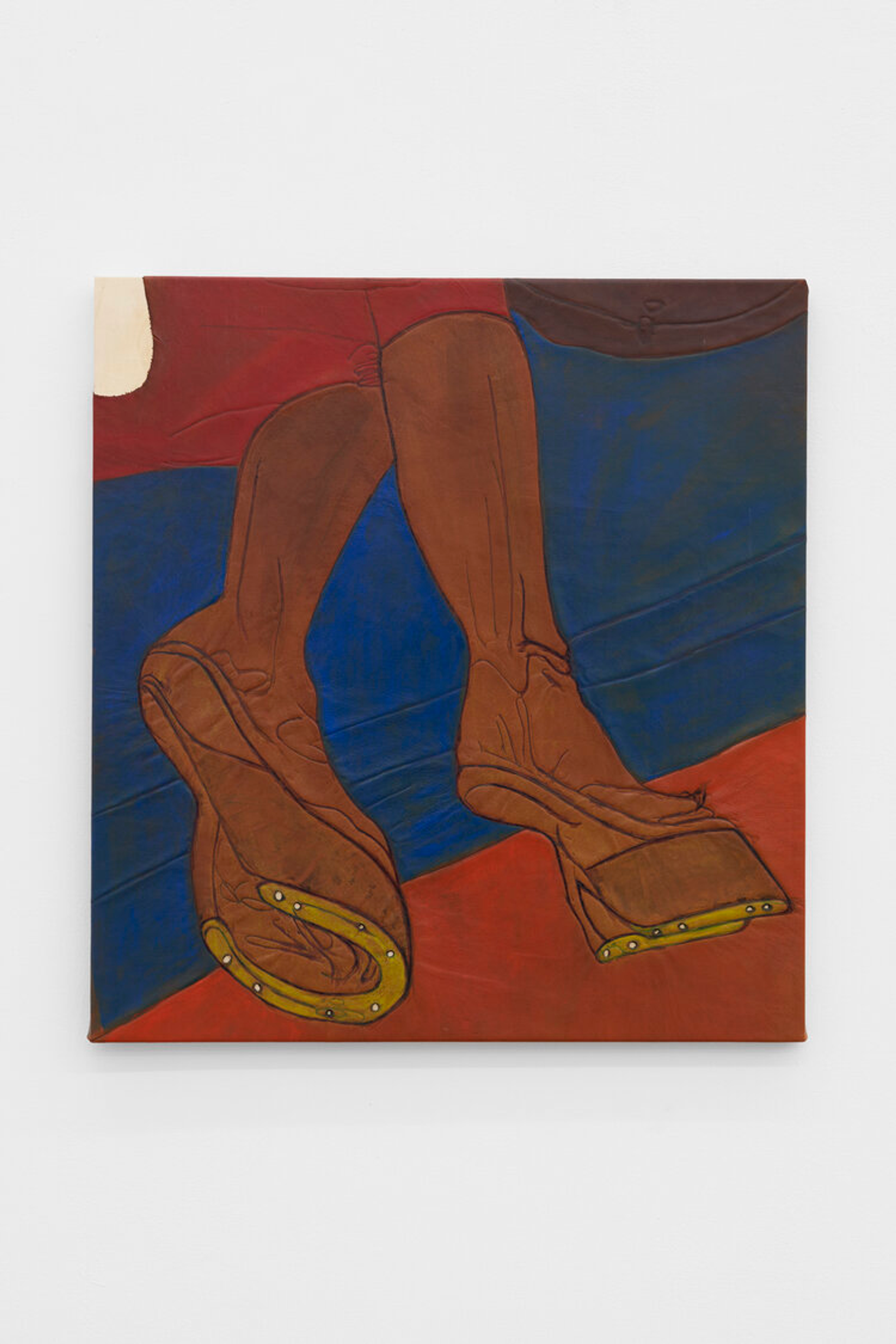 Lena Henke, Niche, 2020, leather, soldered, burned and painted, on wood, 75 × 70 cm, photo: Ulrich Gebert