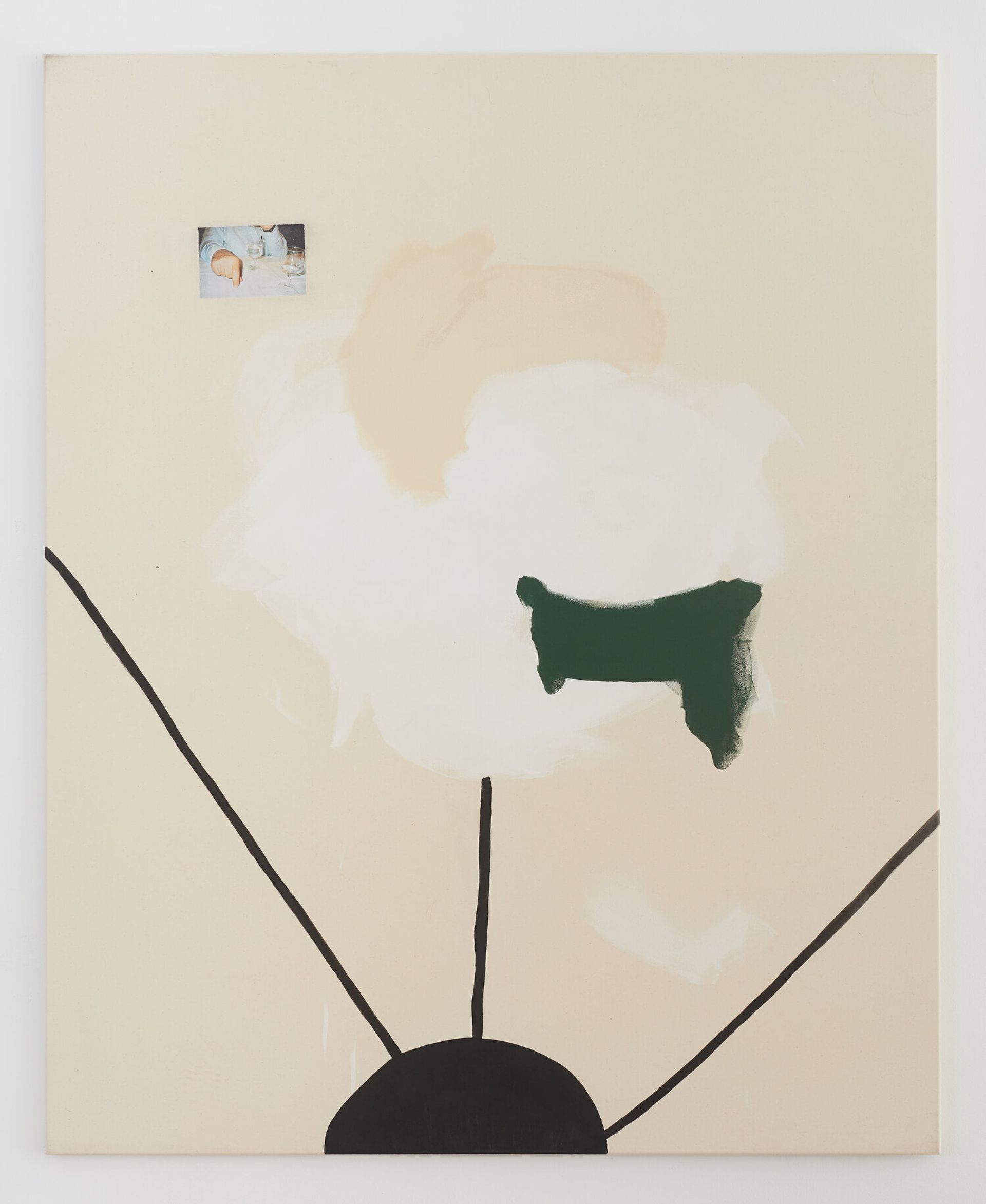 Malte Zenses, pearl, 2018, lacquer, pencil and dirt on canvas, wood, 130 × 160 cm