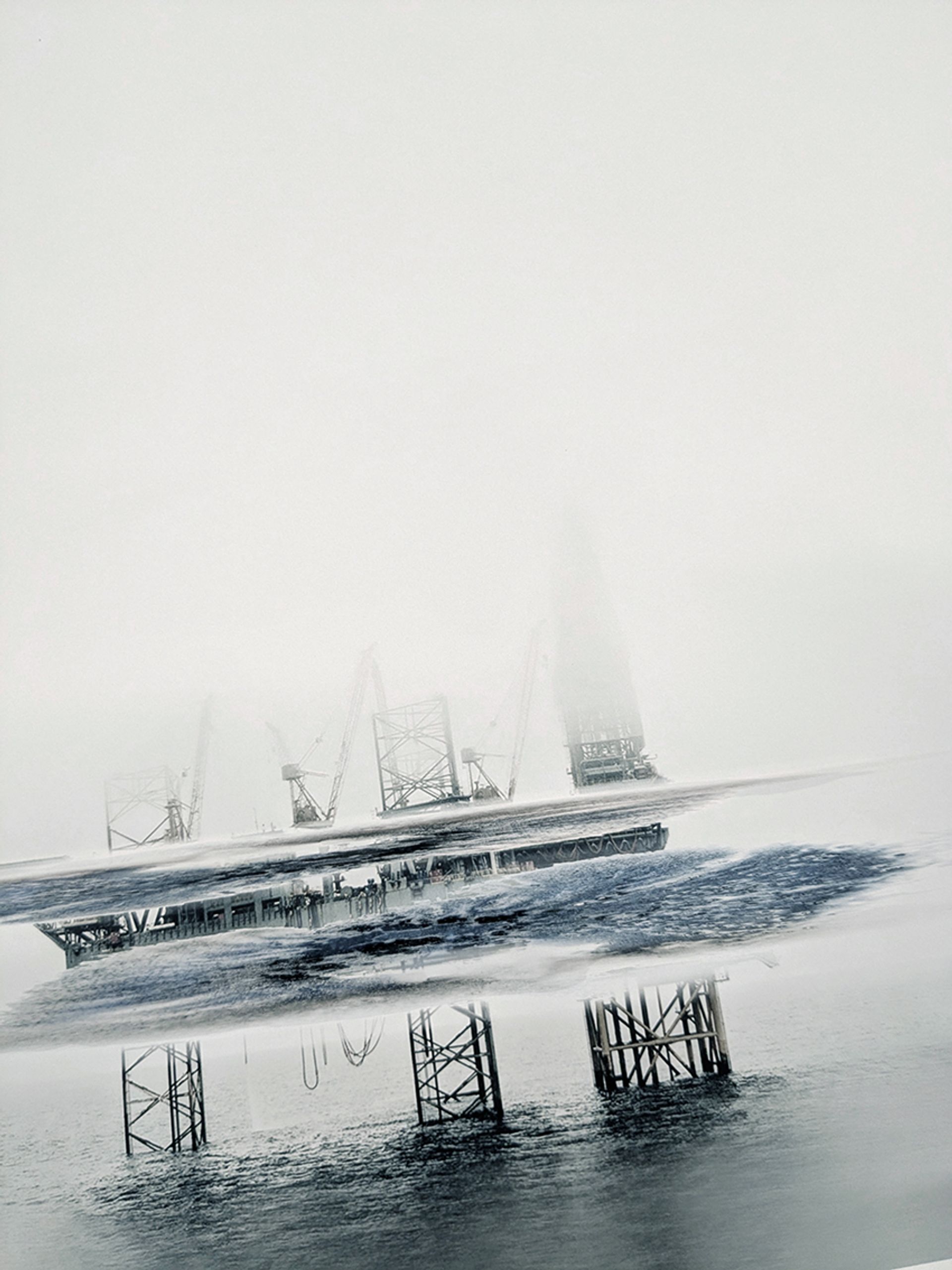Anna Vogel, we drift like worried fire, 2025, pigment print, ink, varnish, frame finished in light gray, 80 × 60 cm, [detail]