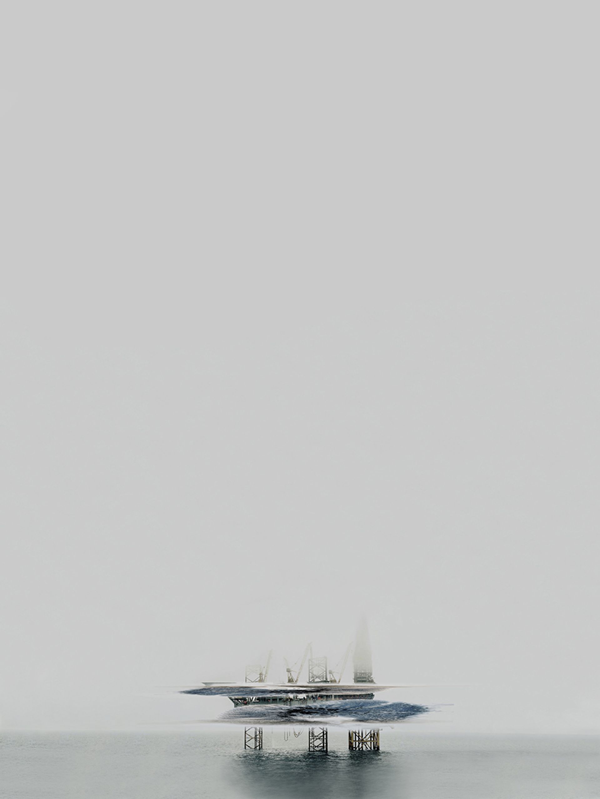Anna Vogel, we drift like worried fire, 2025, pigment print, ink, varnish, frame finished in light gray, 80 × 60 cm, (3 variations)