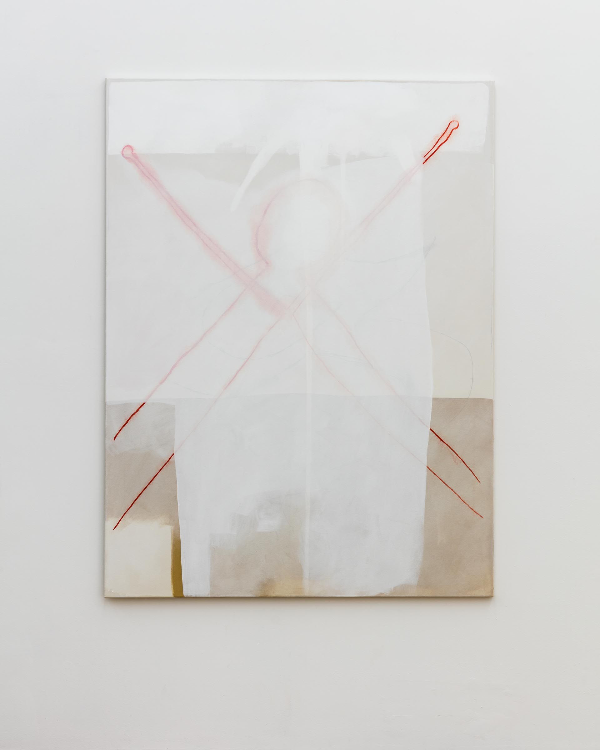Malte Zenses, Mit Karin im Golf, 2019, oil and pencil on canvas, 120 × 160 cm