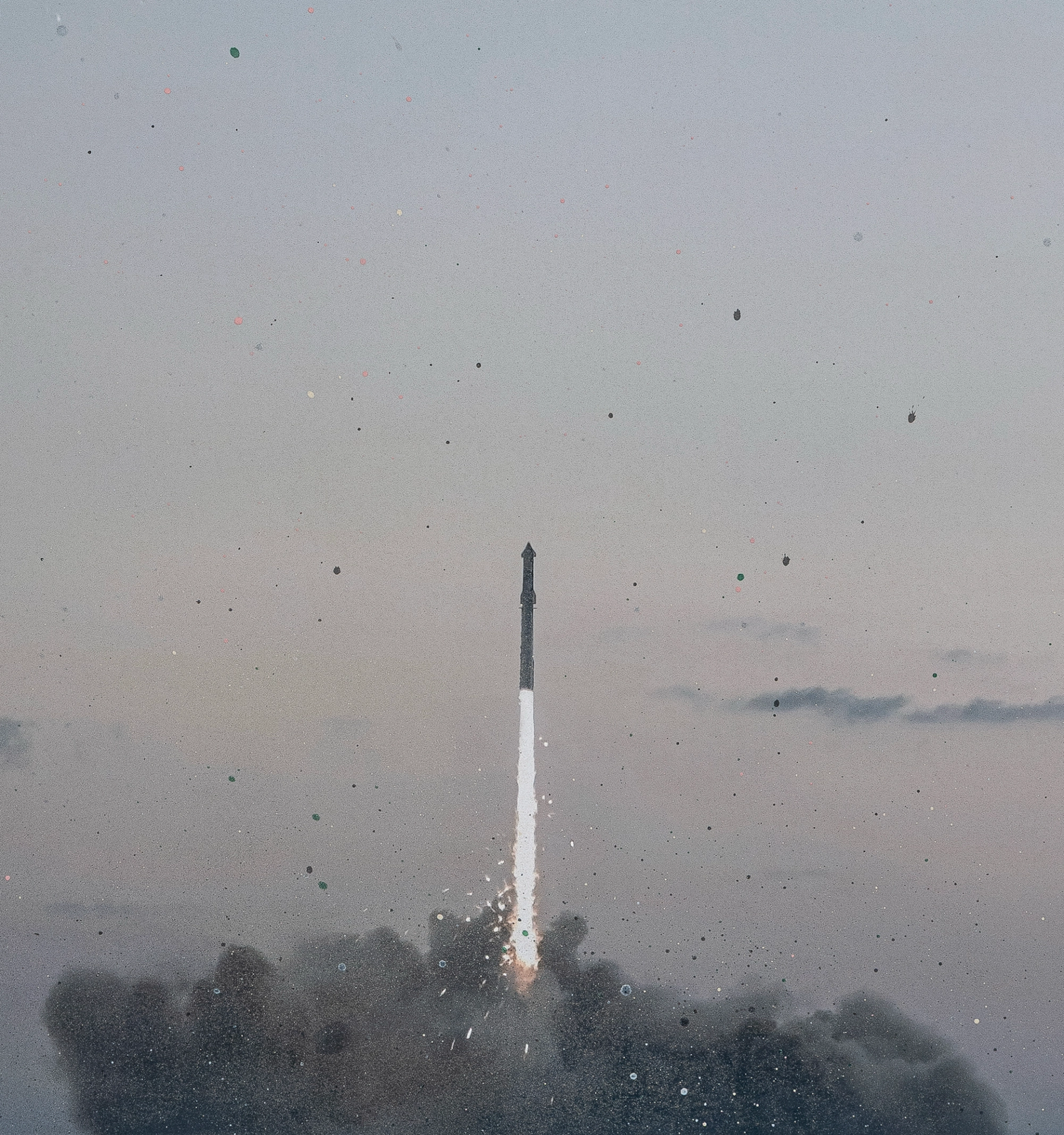 Anna Vogel, spaceX starship launch, 2025, pigment print, varnish, frame finished in light gray, 80 × 60 cm [detail]
