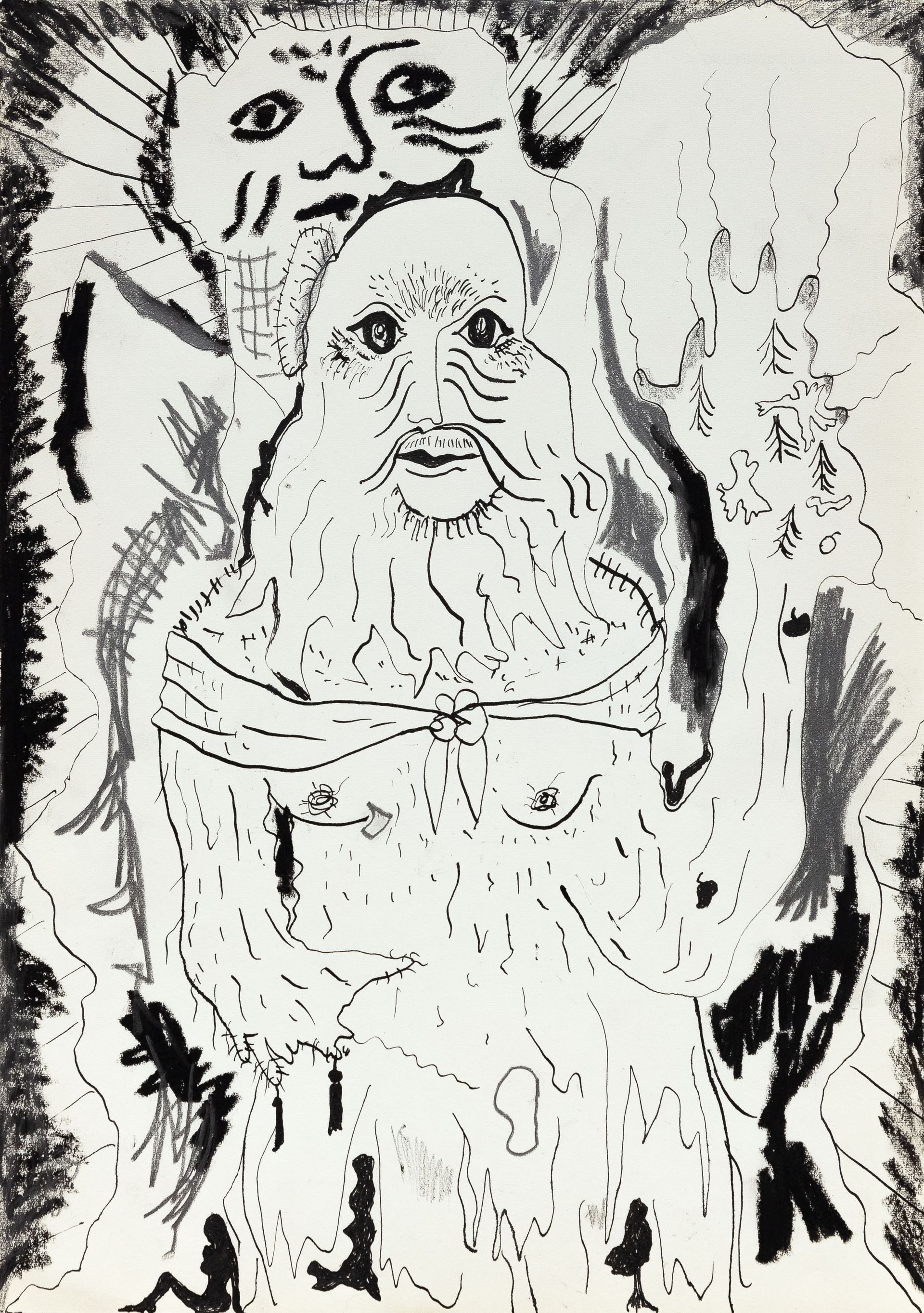 Anna McCarthy, Hairy Hermitess, 2021, ink, pencil and crayon on paper, 30 × 21 cm, photo: Sebastian Kissel