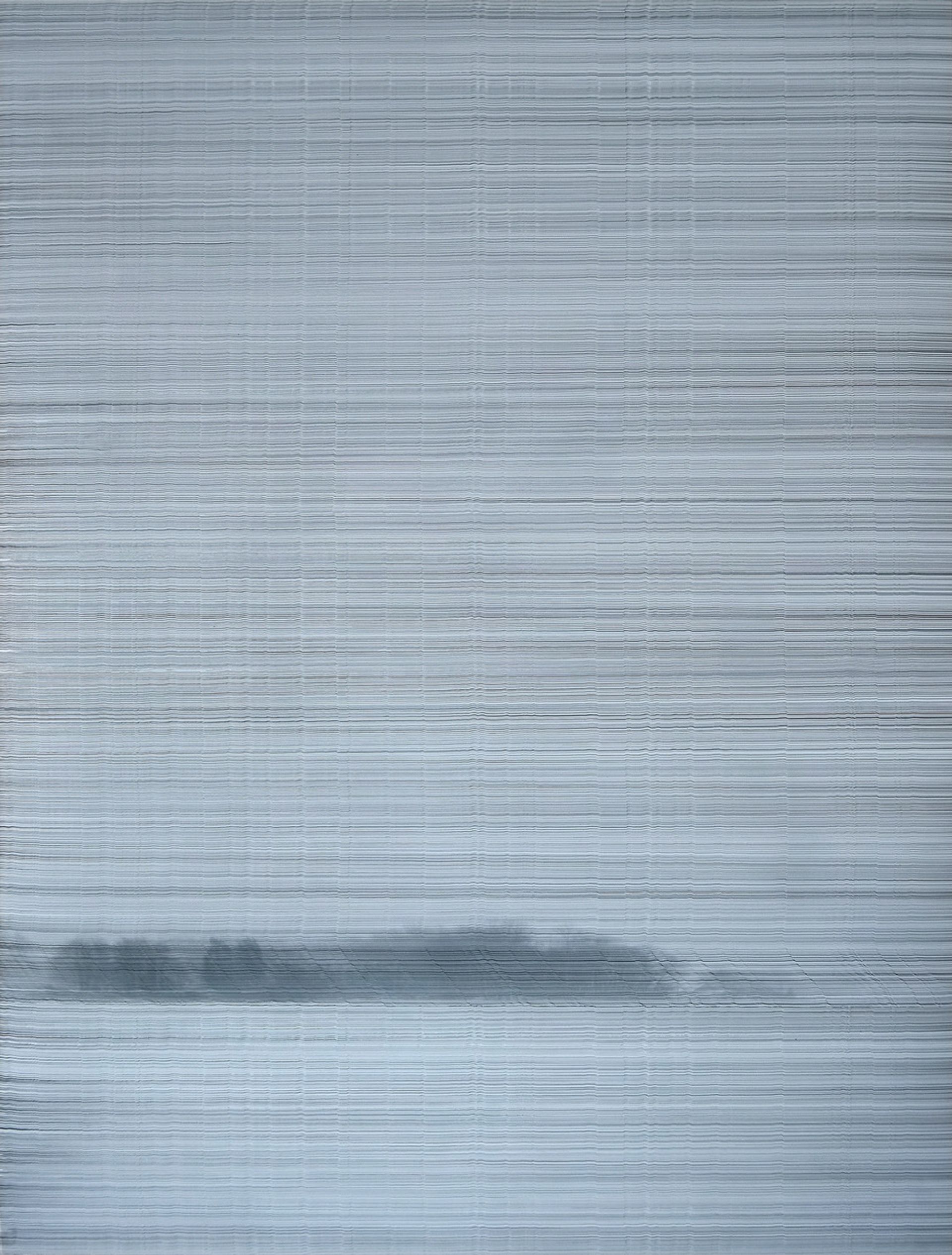 Anna Vogel: Earth Records II, 2021, indian ink on pigment print, frame finished in dusty gray, 80 × 60 cm, photo: Sebastian Kissel