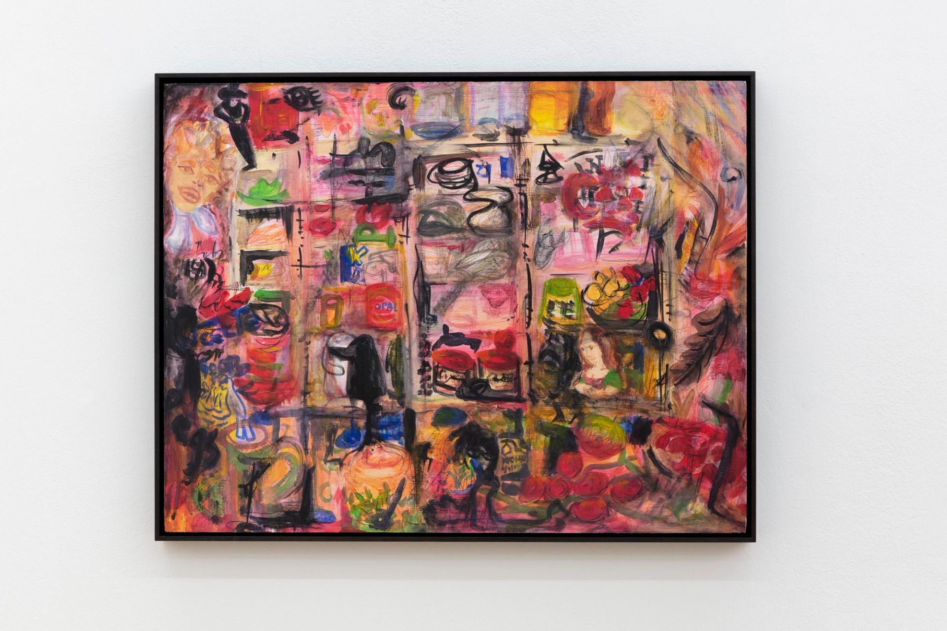 Anna McCarthy, “Kitchen Shadowbox”, 2021, acrylic, crayon on wood, 46.7 × 60.5 cm