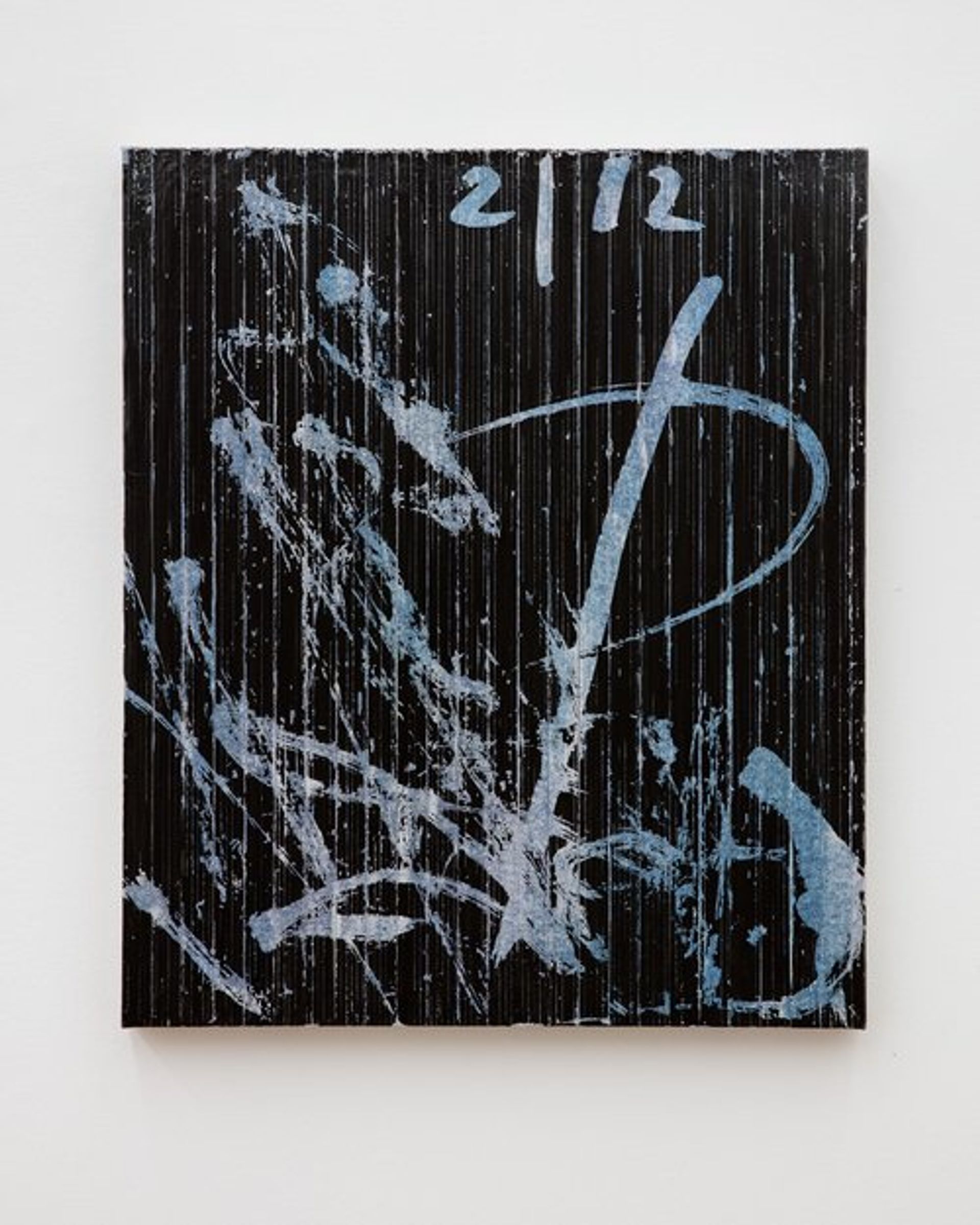 Gregor Hildebrandt, Last night my kisses (N.C.), 2019, magnetic audio casette coating, adhesive band, indigo, acrylic on canvas
58,5 × 49 cm, photo: Sebastian Kissel