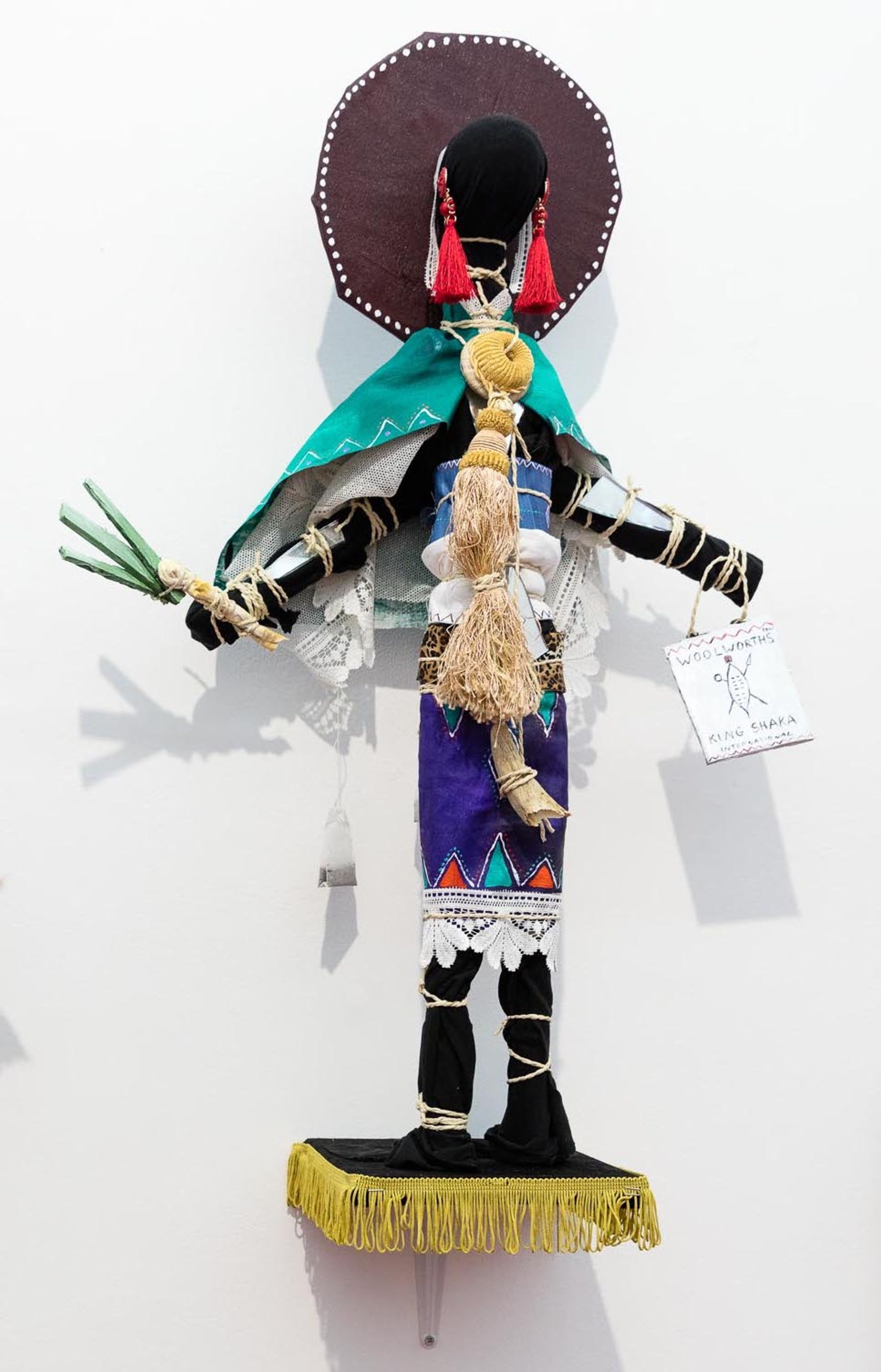 Andrew Gilbert: 'Zulu Sangoma Doll - with Leek Phone', 2018, mixed media, 80 x 50 x 20 cm