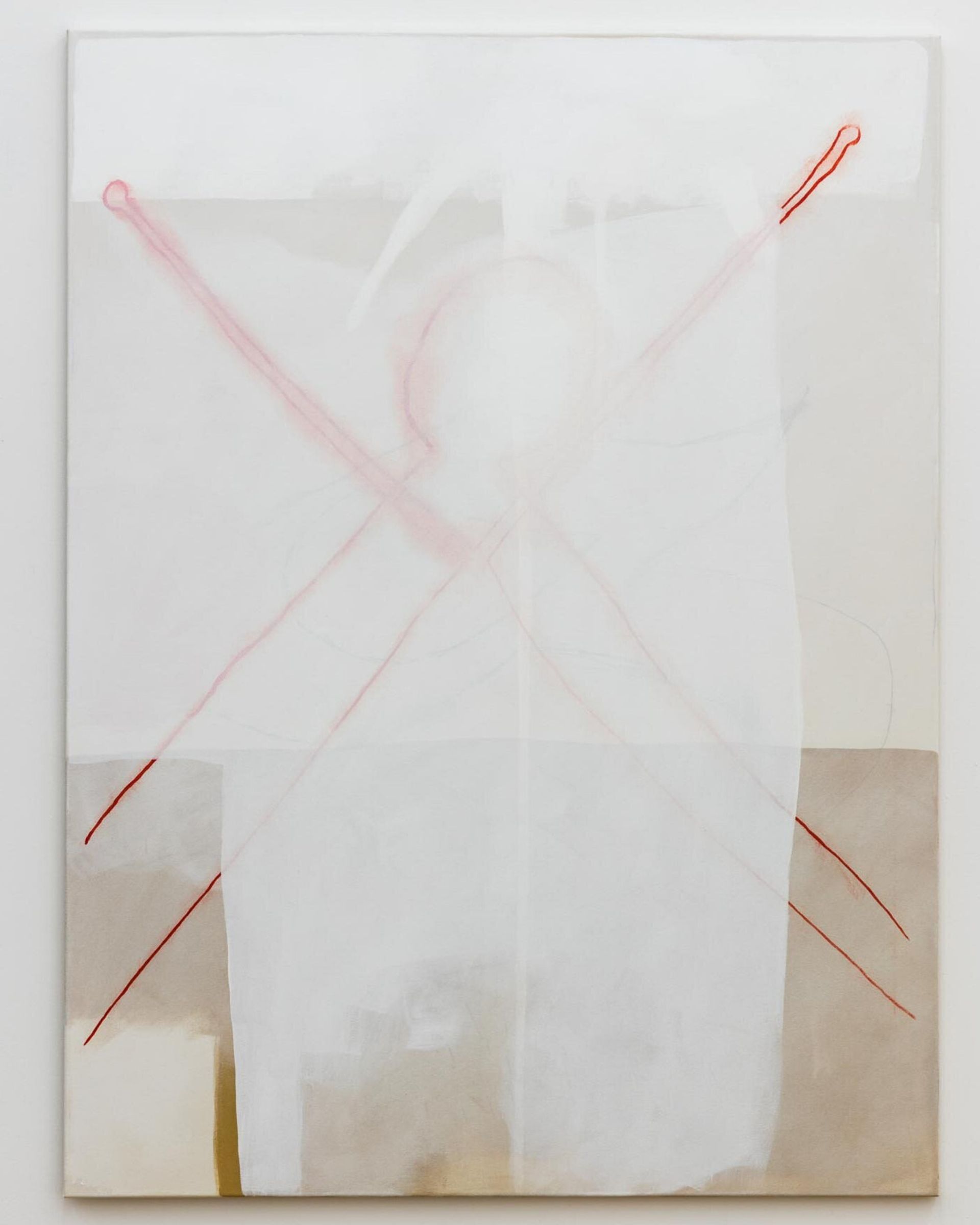 Malte Zenses, Mit Karin im Golf, 2019, oil and pencil on canvas, 160 × 120 cm
