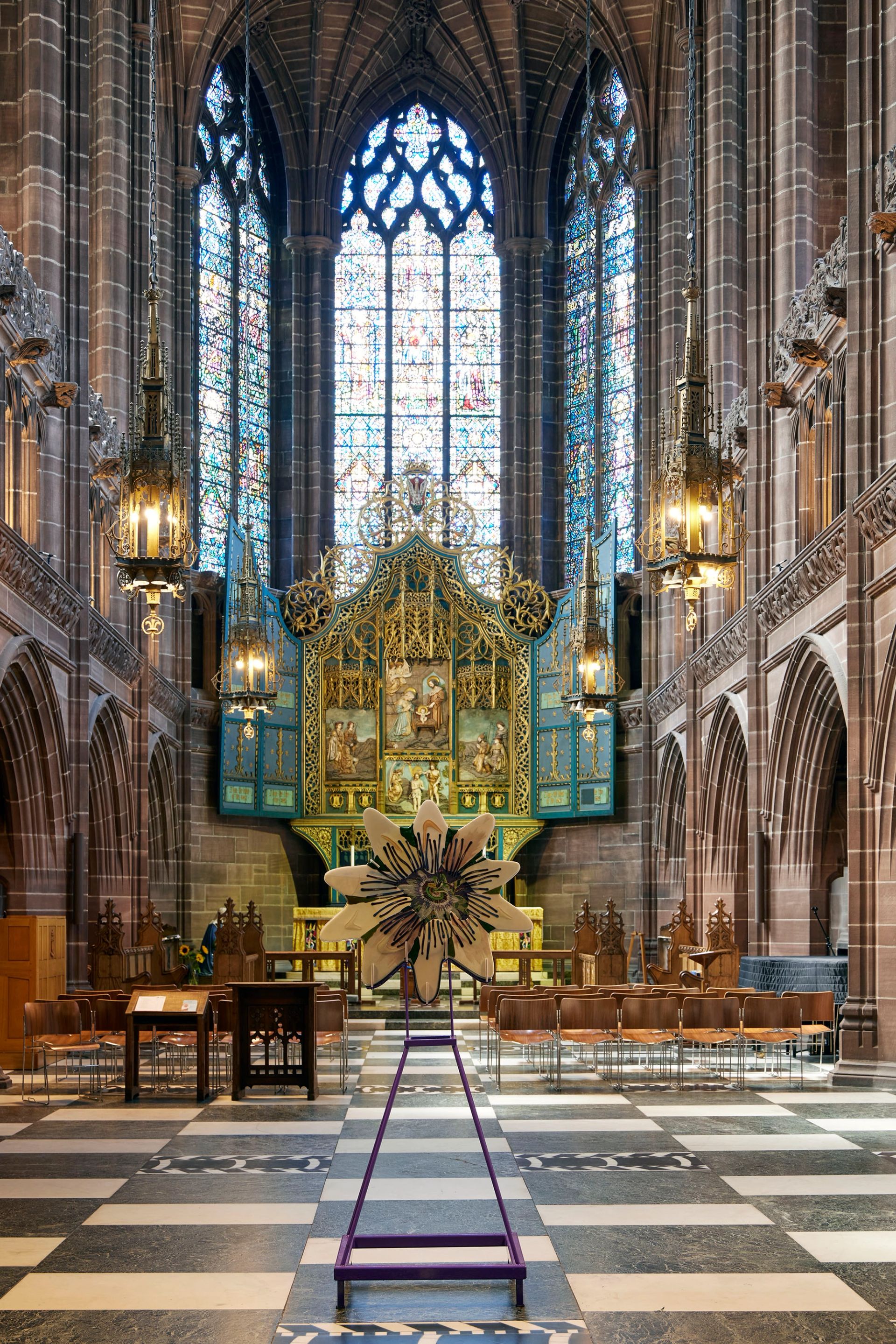 Ana Navas at Liverpool Cathedral, as part of Liverpool Biennial 2025, BEDROCK, curated by Marie-Anne McQuay, photography by Mark McNulty
