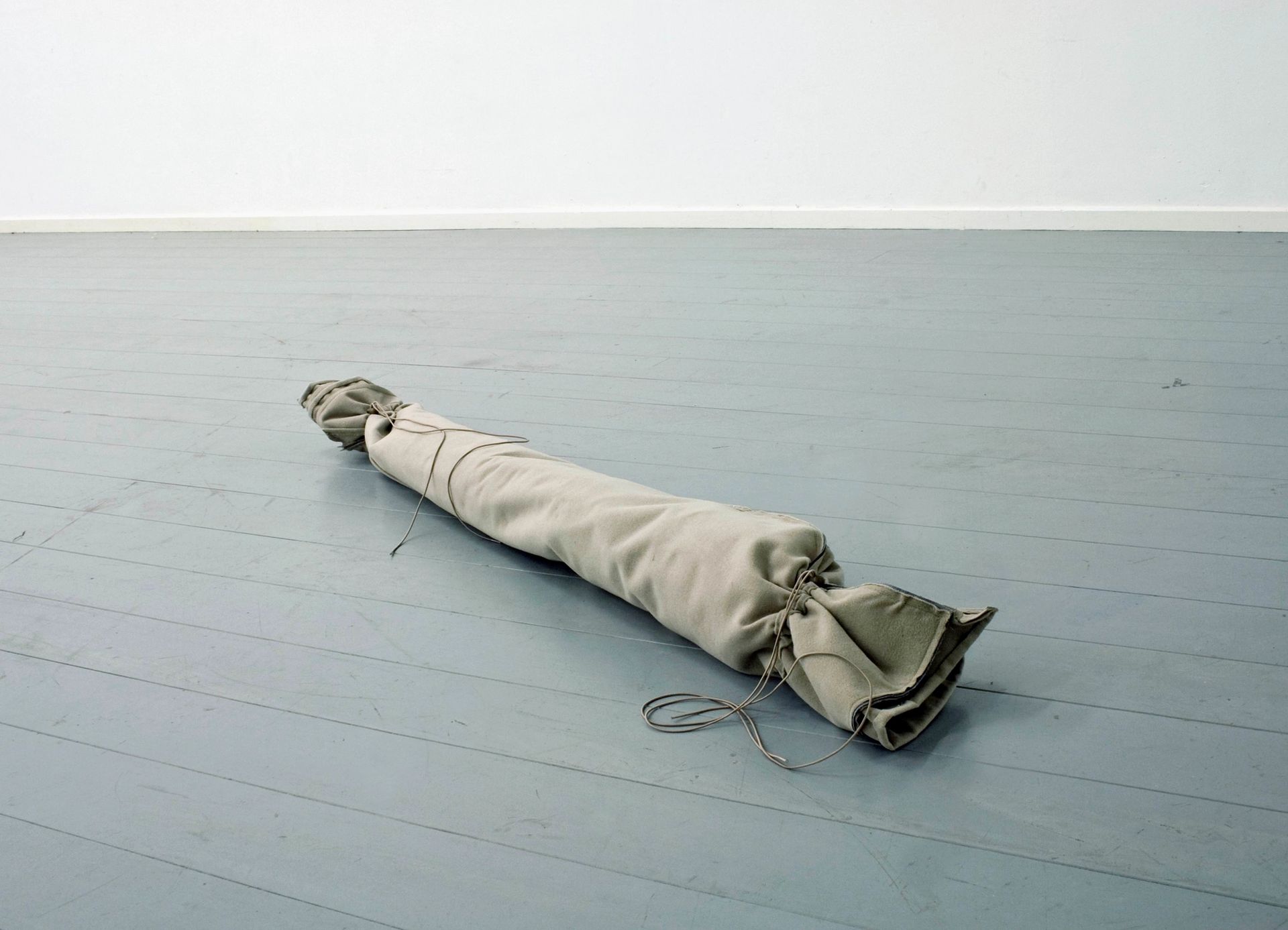 Ana Navas, Etui, 2014, bronze sculpture, fake leather, fabric, 150 × 19 cm (sculpture), 150 × 220 cm (textile)