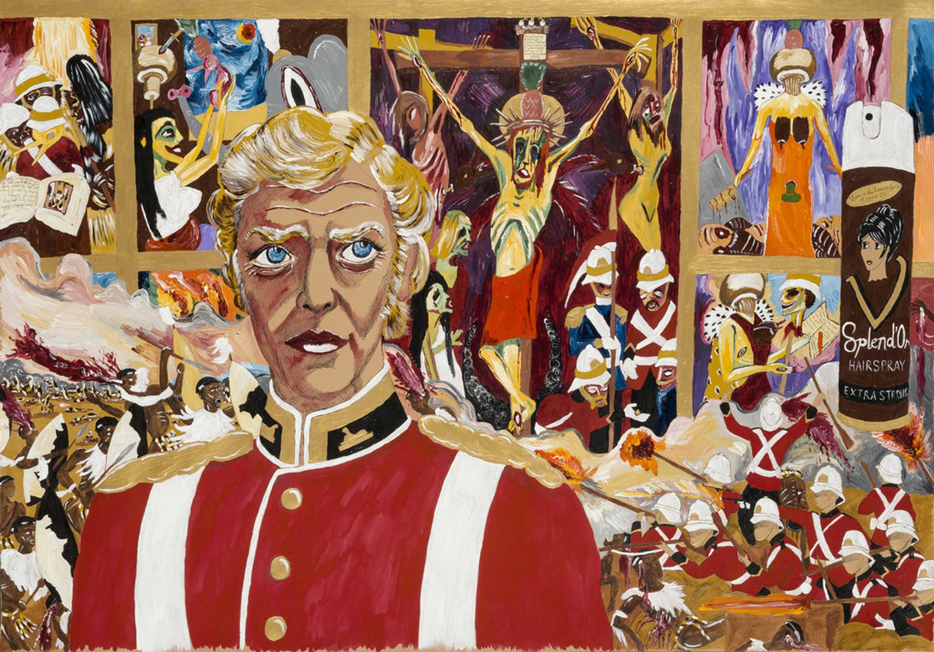 Andrew Gilbert, During the battle of Rorke's Drift, 2014, acrylic, water colour and fineliner on paper, 70 × 100 cm