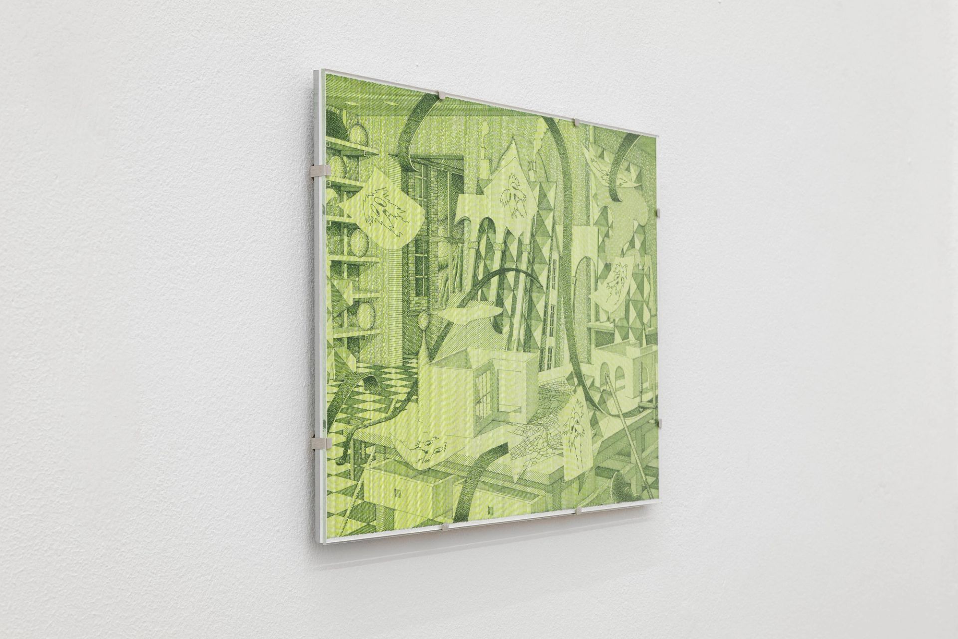 Wolfgang Matuschek, Paper, 2024, indian ink on paper in UV glass aluminum clip frame, 21 × 29.7 cm