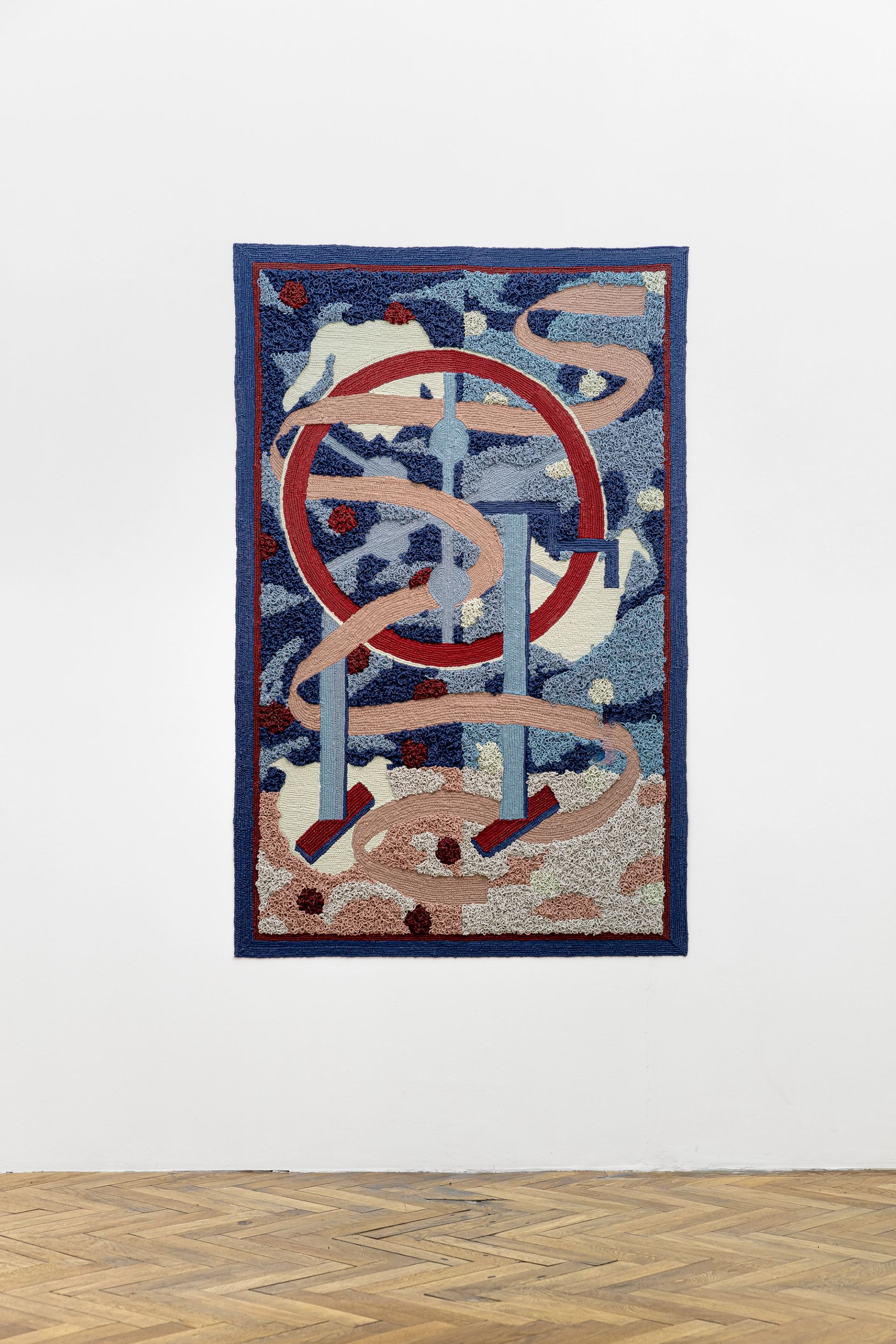 Sophia Mainka, Tarot (Wheel of Fortune), 2024, silicone on cotton, 190 × 121 × 1 cm