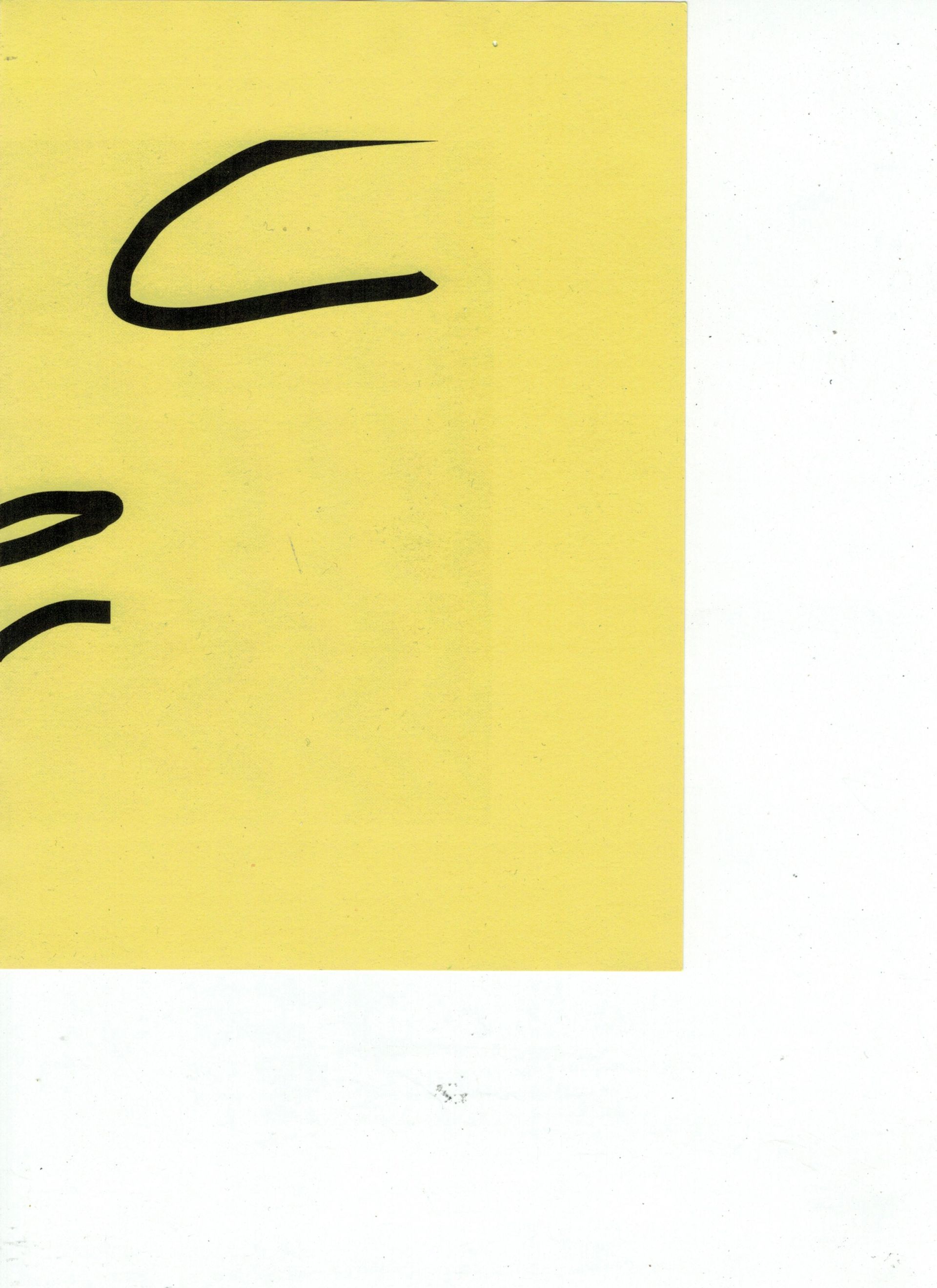Malte Zenses, Scan von einem gelben Blattpapier, 2021, laser print on paper, 21 × 14,8 cm