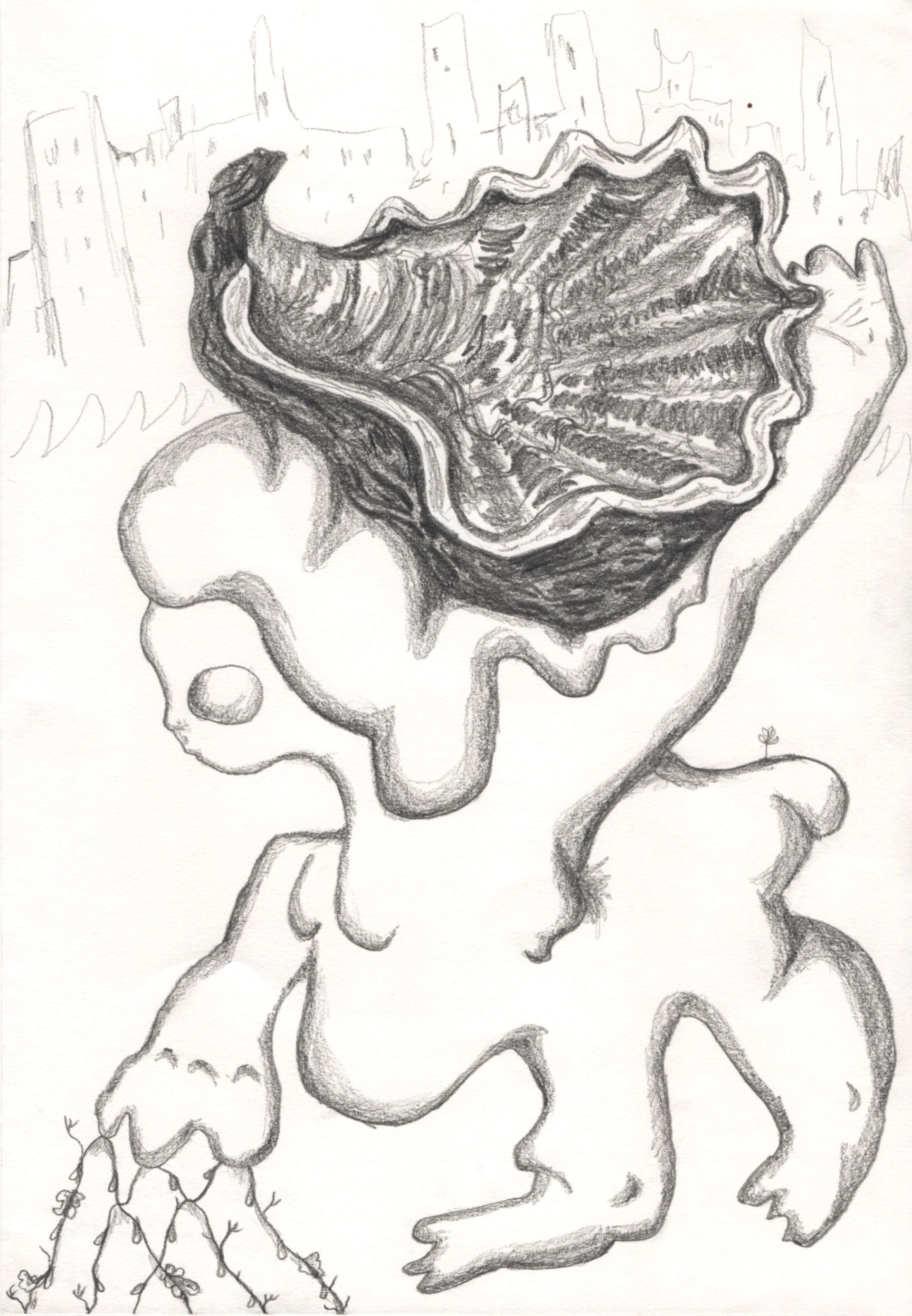 Anna McCarthy, Oyster Girl, 2023, pencil on paper, 30 × 21 cm, Courtesy the artist and Sperling, Munich