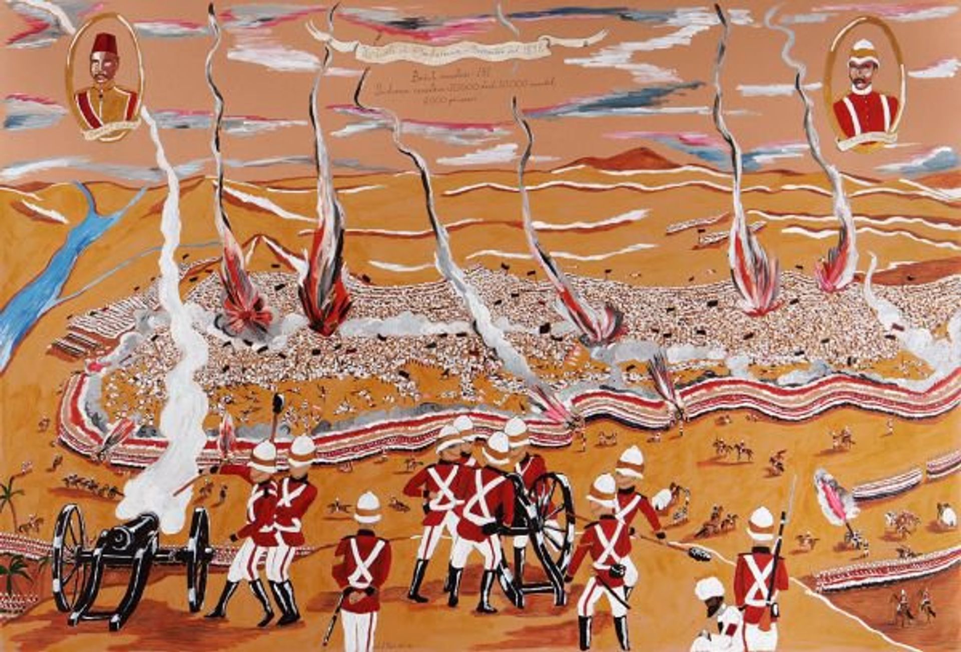 Andrew Gilbert, The Battle of Omdurman, 2nd September, 1898, 2012, acrylic, water colour and fineliner on paper, 70 × 100 cm