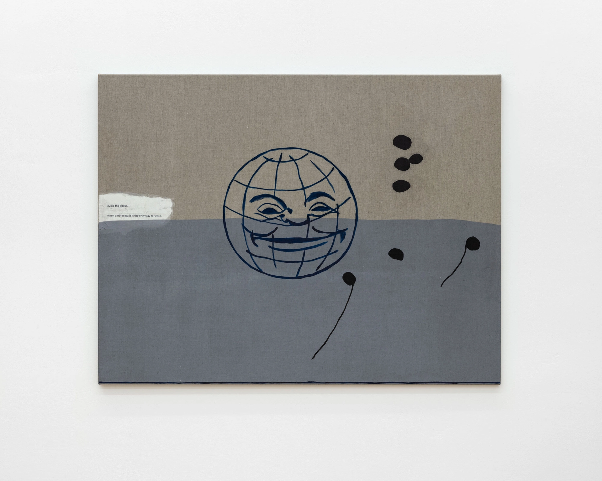 Malte Zenses, Sie hat es sich jetzt anders überlegt, 2020, lacquer, oil, glue and paper on canvas, 100 × 130 cm | 39 1/3 × 51 1/4 in, photo: Sebastian Kissel