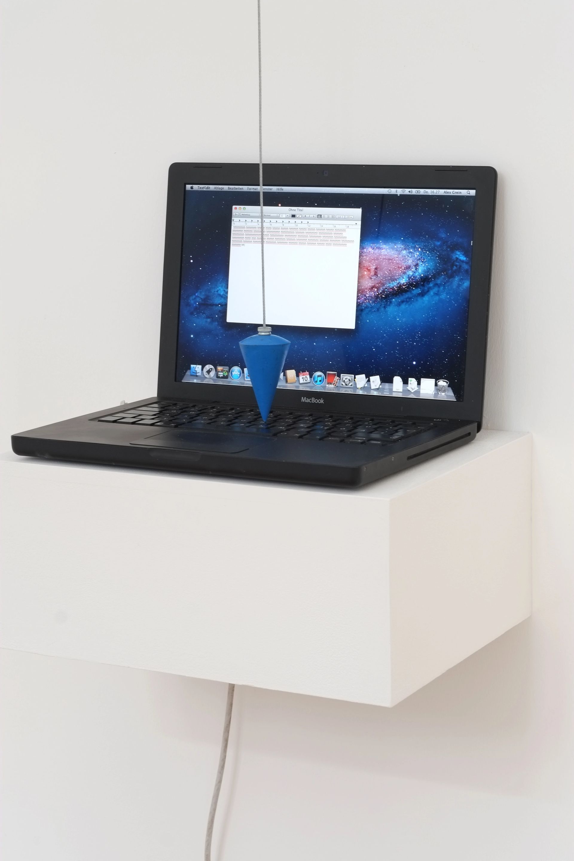 Alex Grein, Laughing Out Loud, 2015, laptop, electric linkage with pendulum, format variable