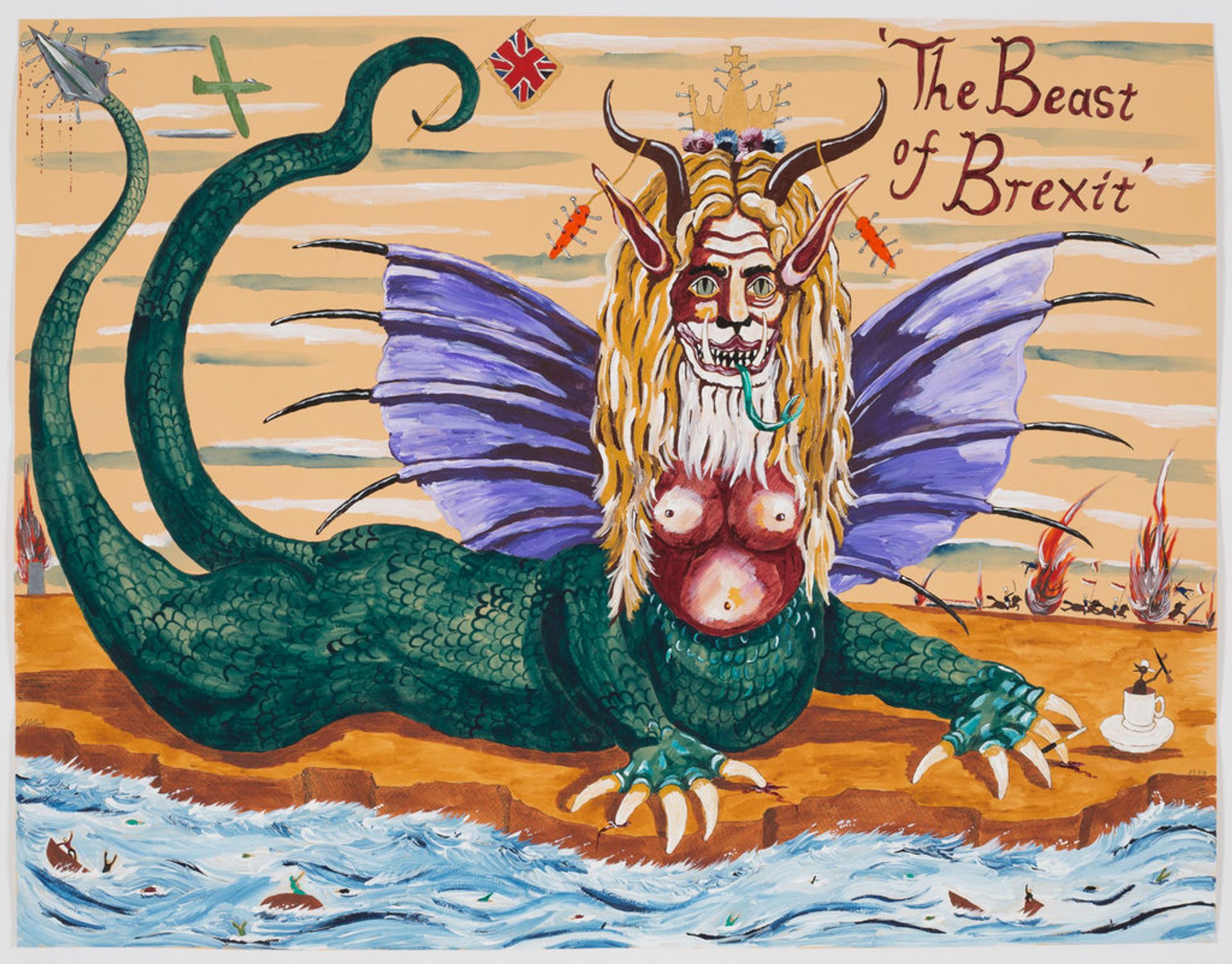 Andrew Gilbert, 'The Beast Of Brexit', 2018, acrylic, water colour and fineliner on paper, 50 × 64 cm