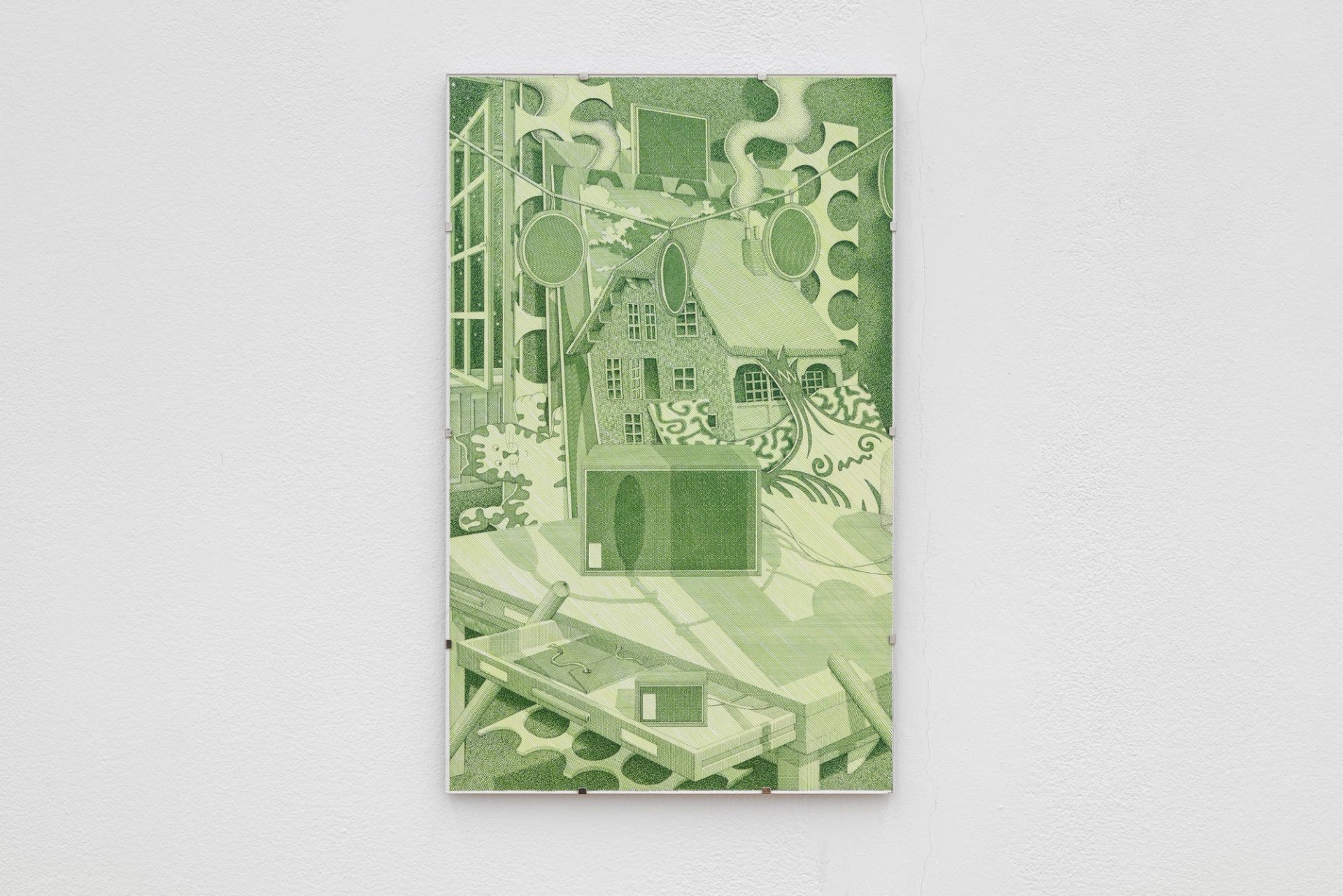 Wolfgang Matuschek, No. 12, 2024, indian ink on paper in UV glass aluminum clip frame, 40 × 25 cm