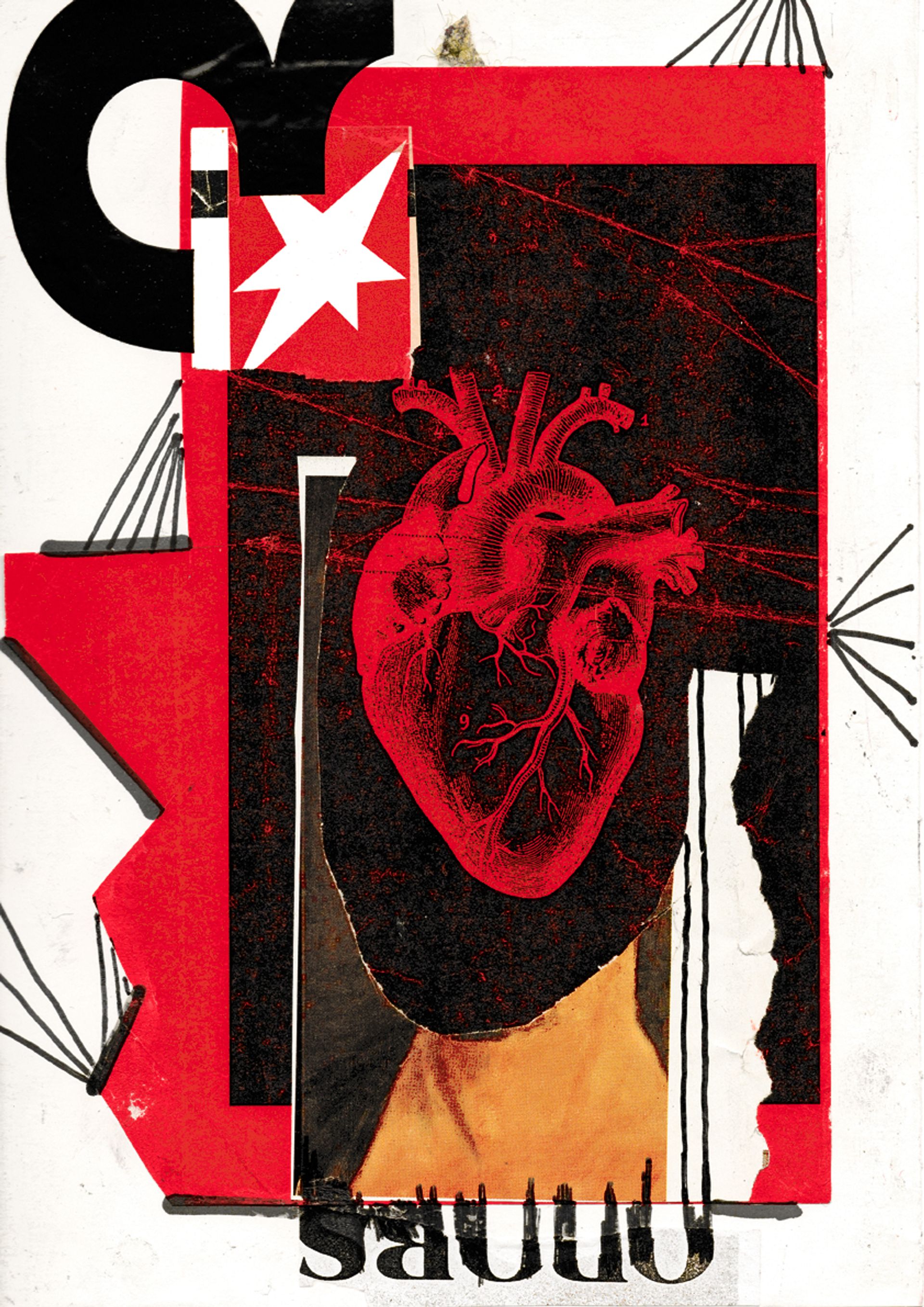 Anna McCarthy, Heart Head, 2006, collage and permanent marker on paper, 30 × 20.9 cm