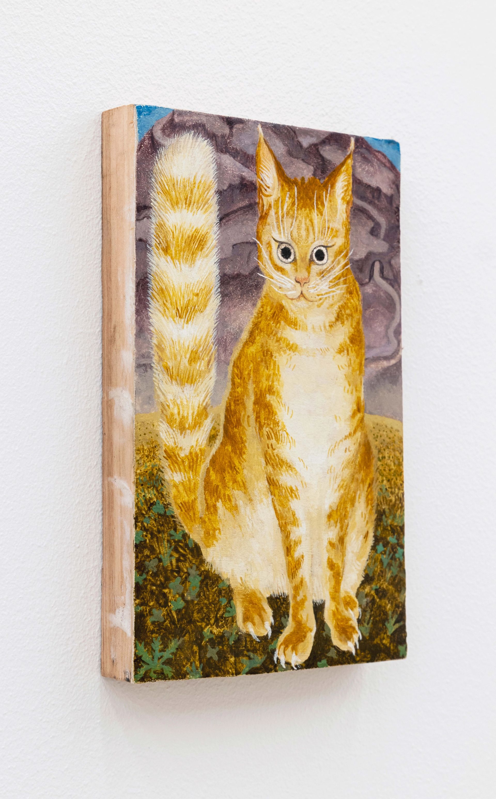 Michele Cesaratto, Bebè super Saiyan, 2025, Egg tempera on wood, 19.5 × 12 cm, (Courtesy: Acappella, Napoli)