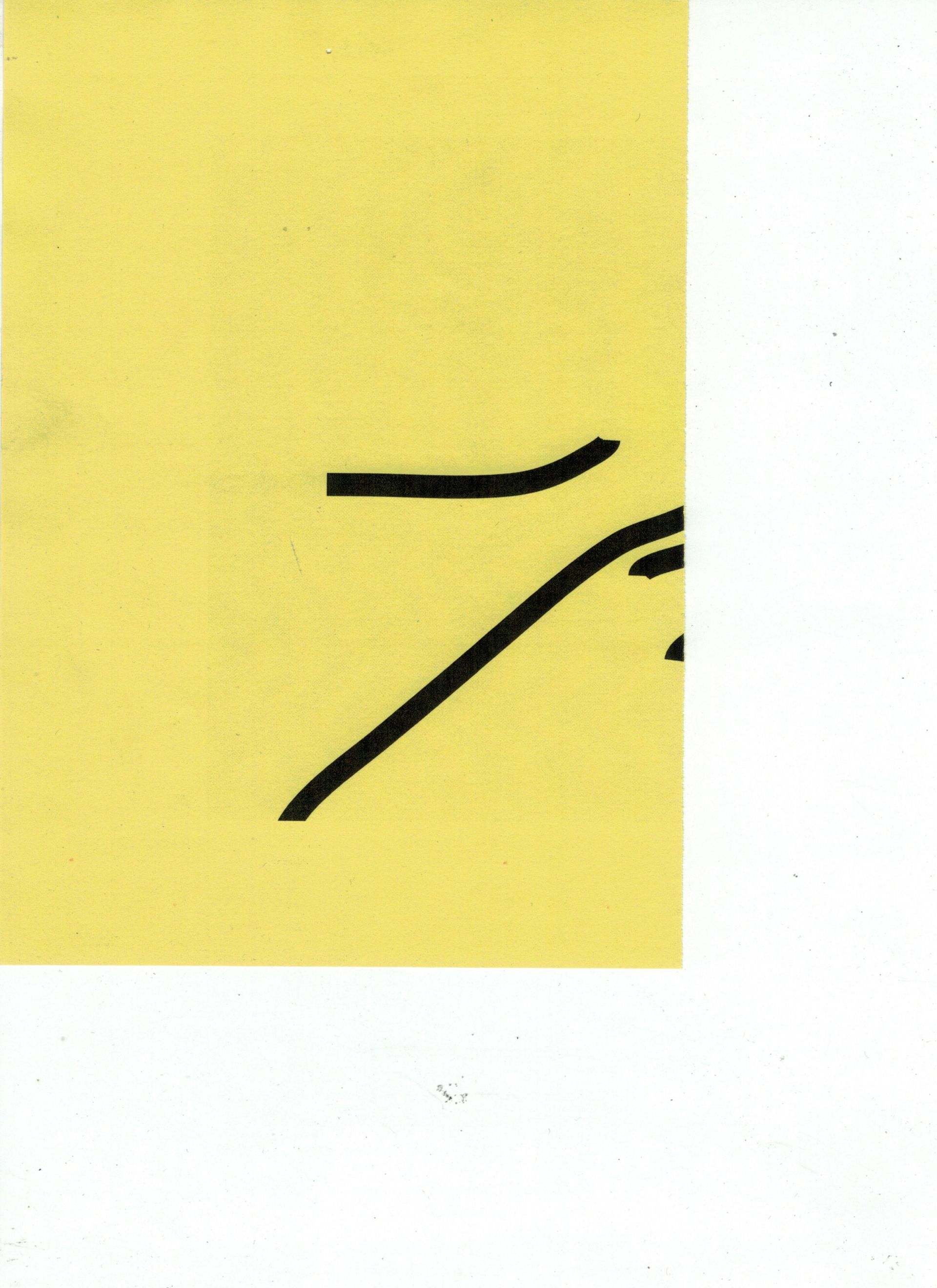 Malte Zenses, Scan von einem gelben Blattpapier, 2021, laser print on paper, 21 × 14.8 cm