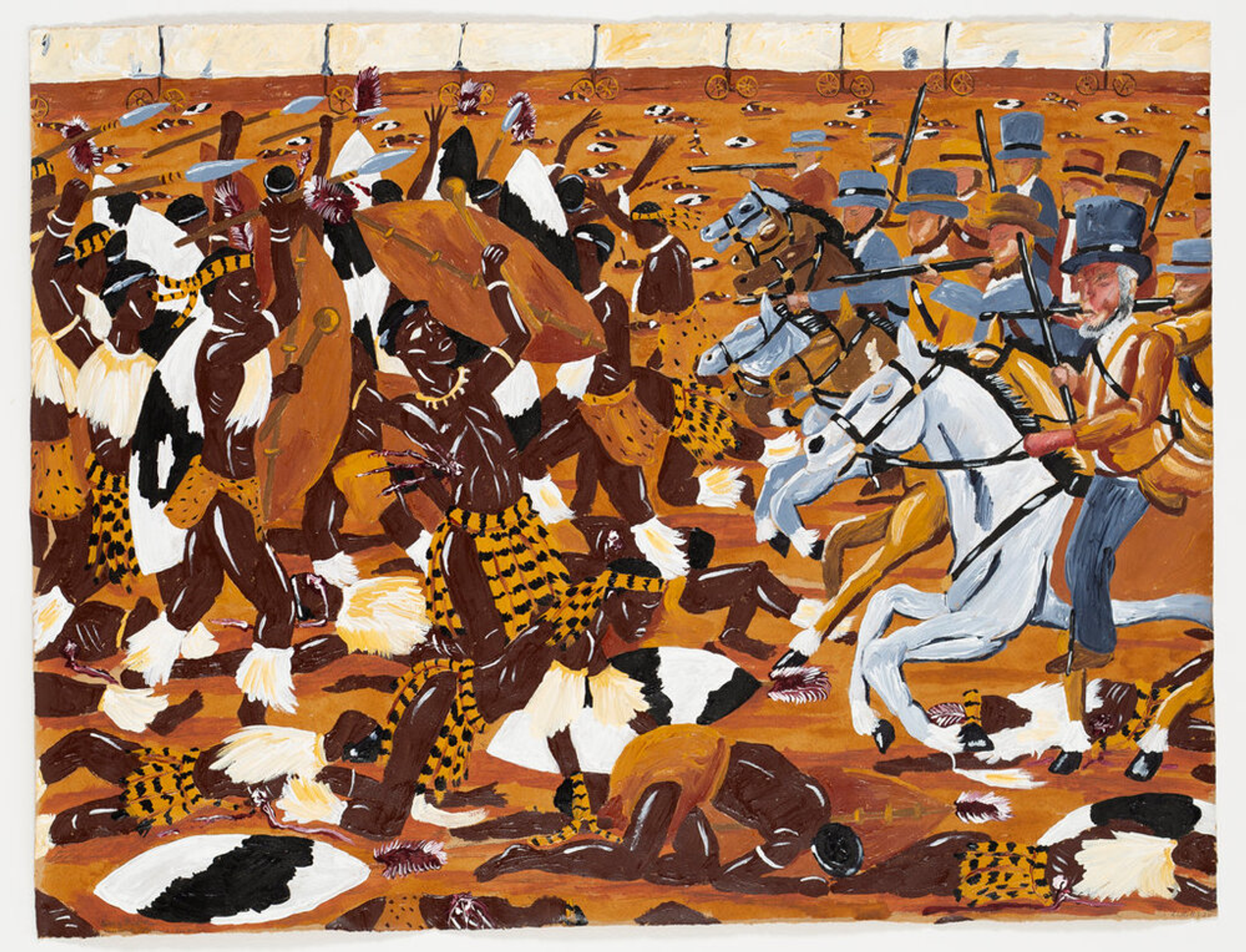 Andrew Gilbert, Battle of Blood River, Voortekker Monument, Pretoria, 2020, acrylic, fineliner and water colour on paper, 50 × 64 cm, photo: Constanza Meléndez