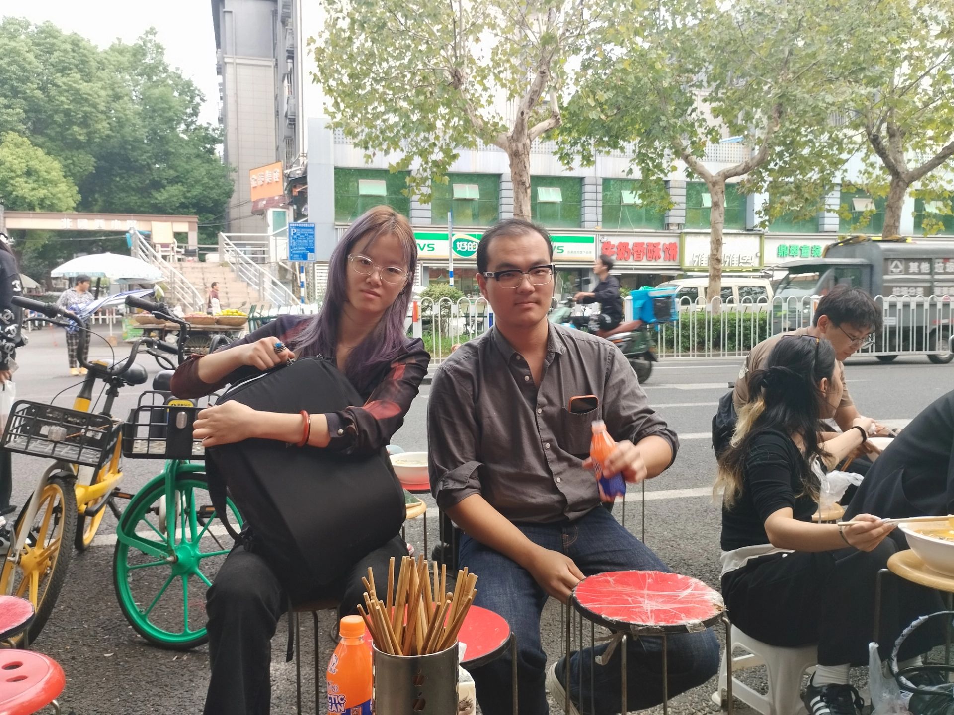 Zhuang and Lin Jiayi resting after visiting ,The Memorial Hall of the Victims in Nanjing Massacre by Japanese Invaders ,and the Nanjing Museum,, ,photo by Andrew Gilbert