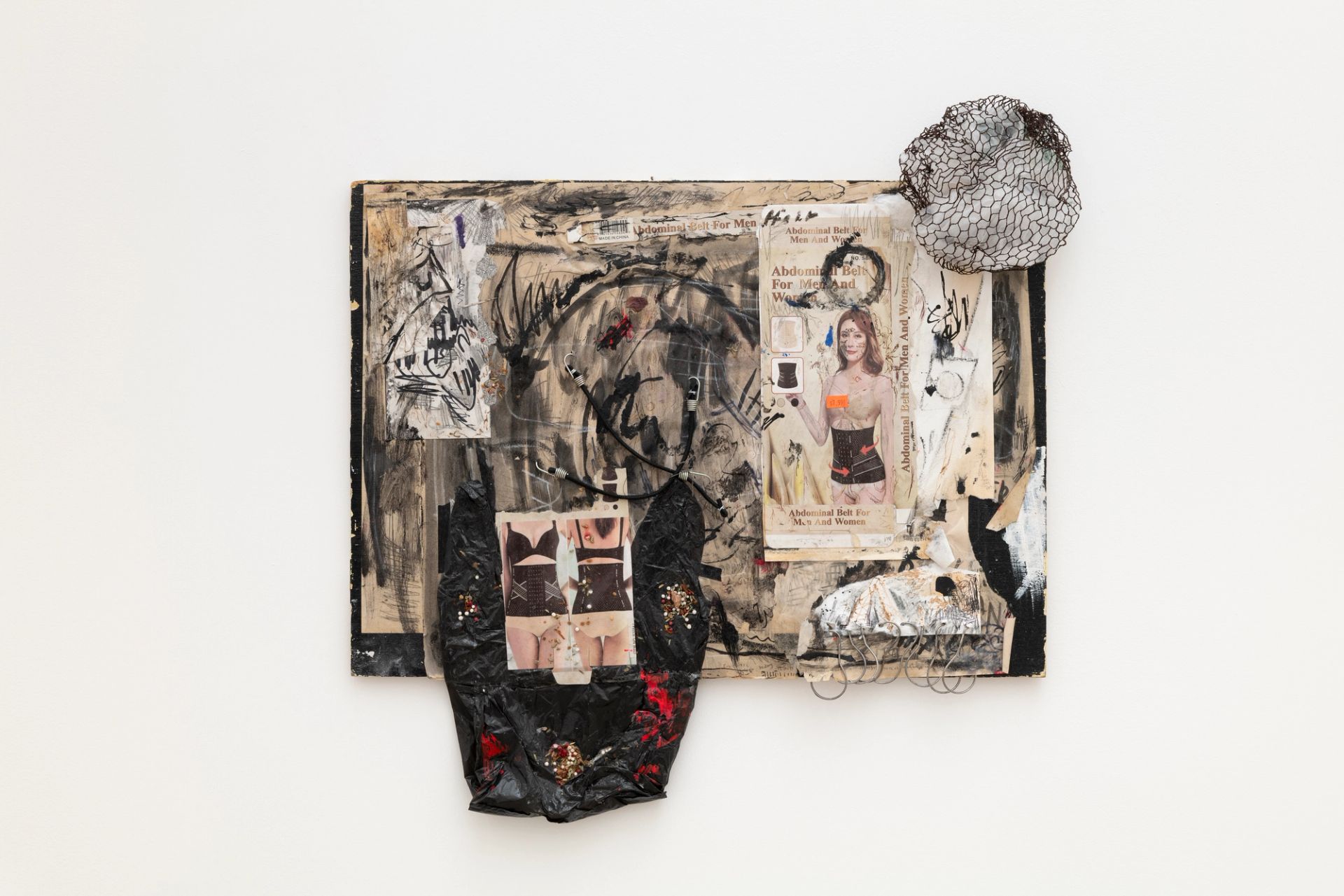 Anna McCarthy, Rubbermaid (belt), 2025, mixed media on wood, 50 × 70 × 2 cm