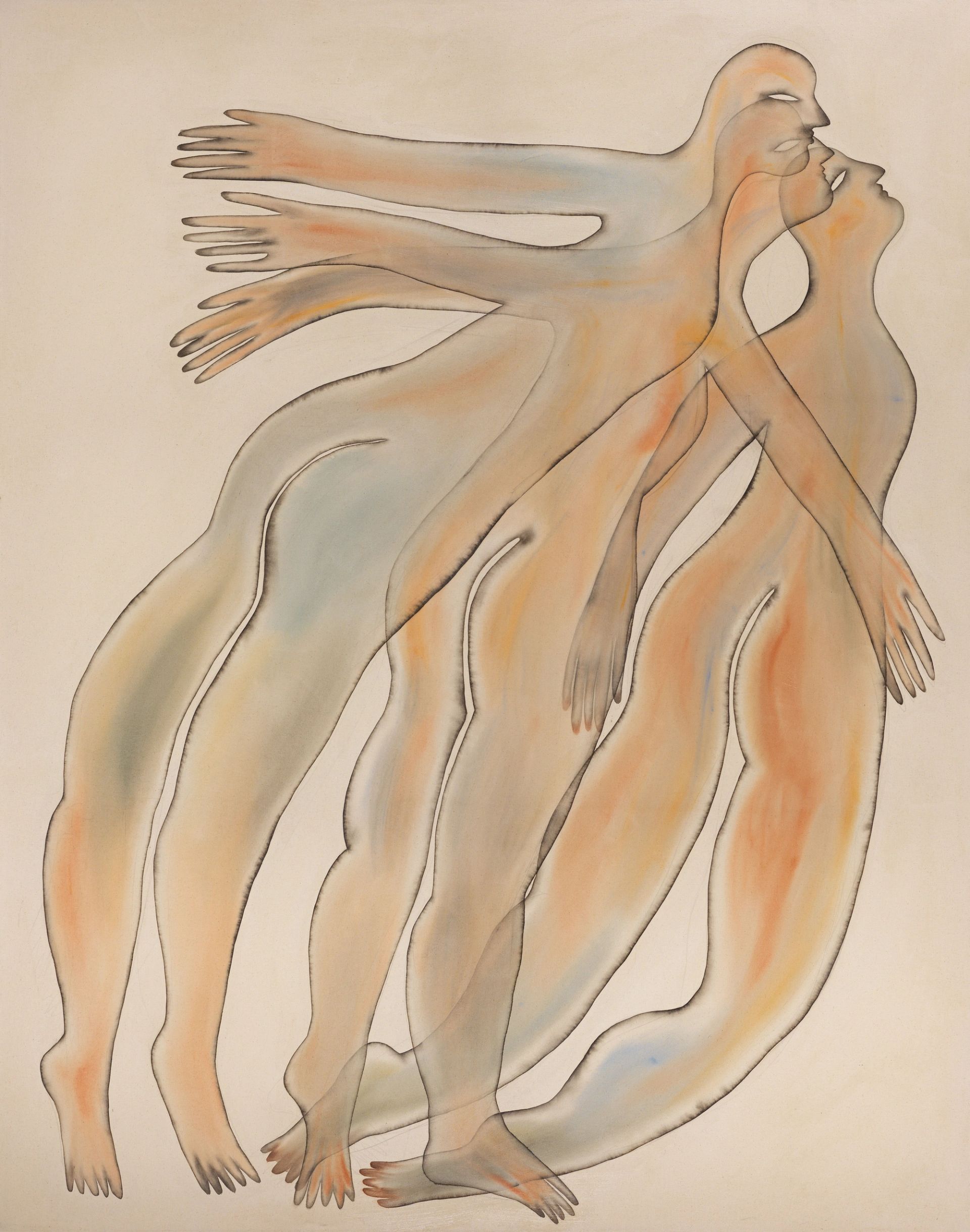 Anousha Payne, rising to the surface (through the sounds of your voice) I, 2025, watercolour and gel medium on cotton, 210 x 165 cm | 82 5/8 x 65 in