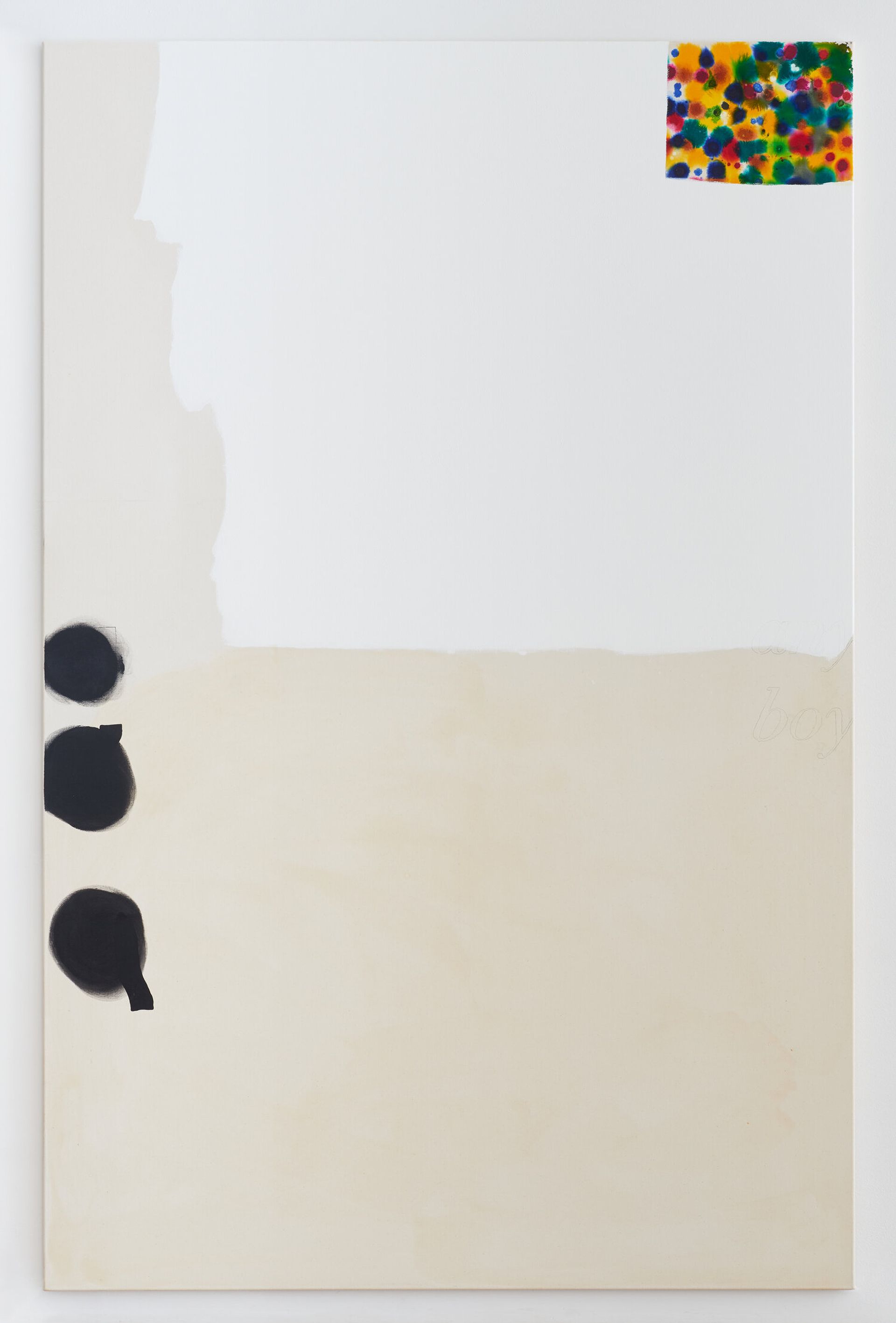 Malte Zenses, boy, 2018, lacquer, pencil and oil on canvas, wood, 130 × 220 cm