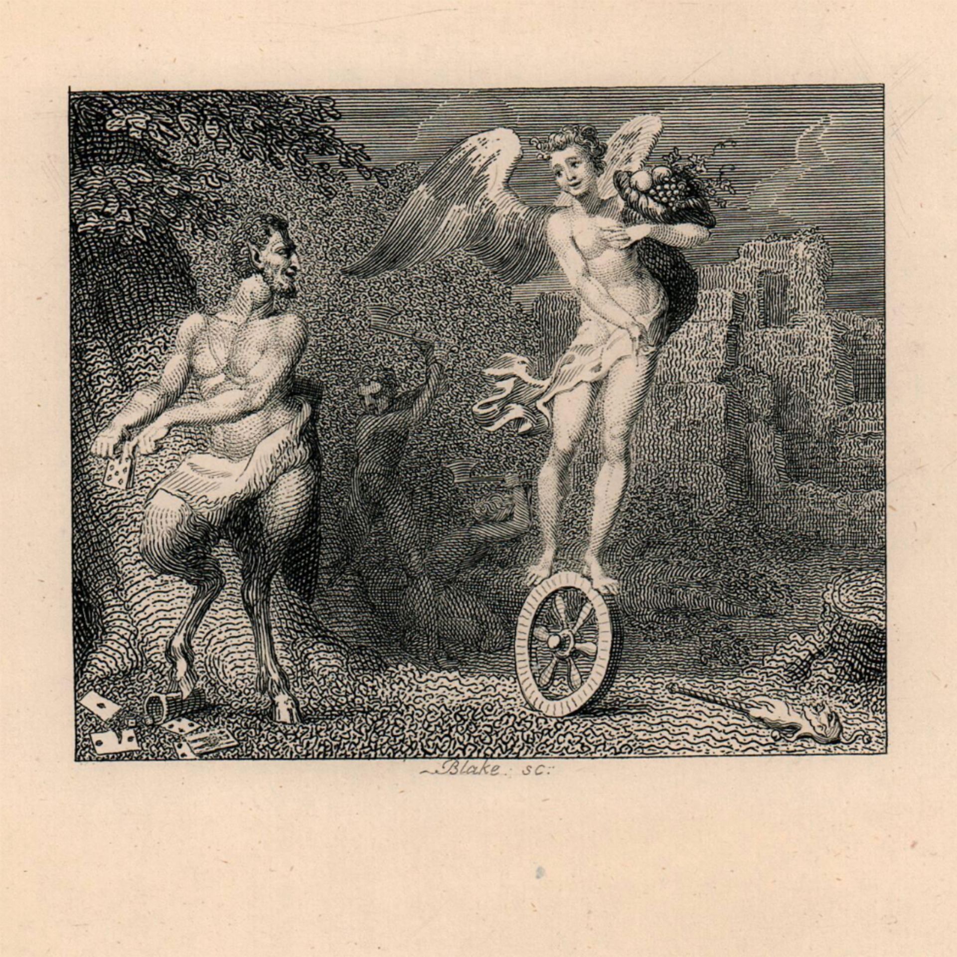 William Blake, Gay’s Fables: Pan and Fortune, 1793, engraving, 25.5 × 15 cm