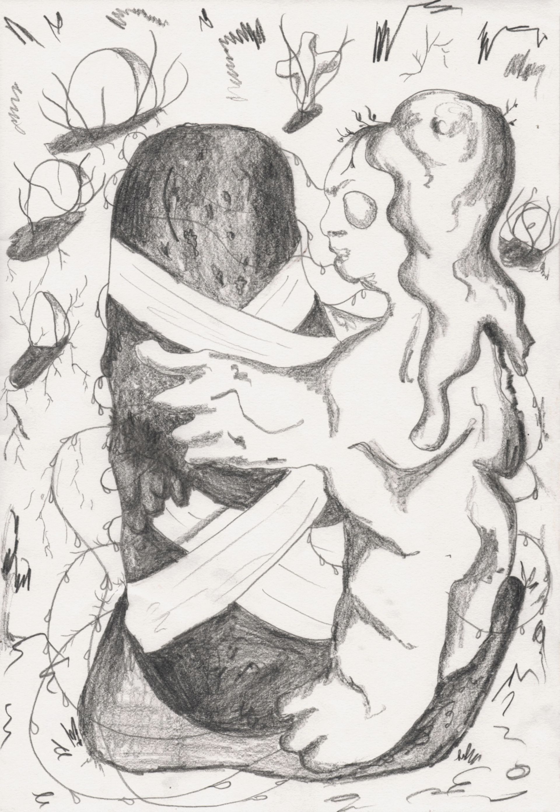 Anna McCarthy, Burial Dream, 2023, pencil on paper, 30 × 21 cm, Courtesy the artist and Sperling, Munich