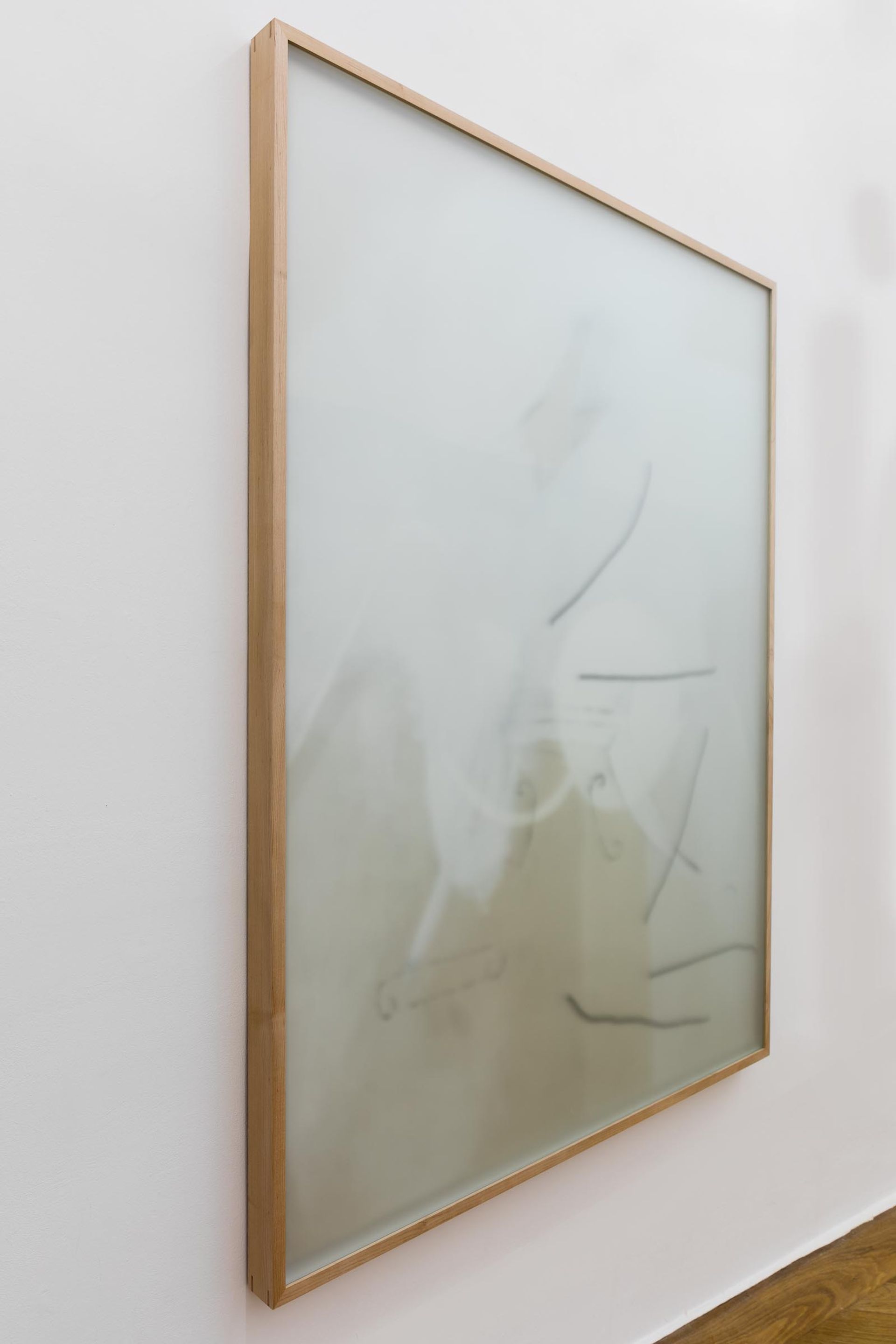 Malte Zenses, Orgelblut II, 2019, oil and pencil on canvas, opal glass and maple wood, 126.5 × 166 cm