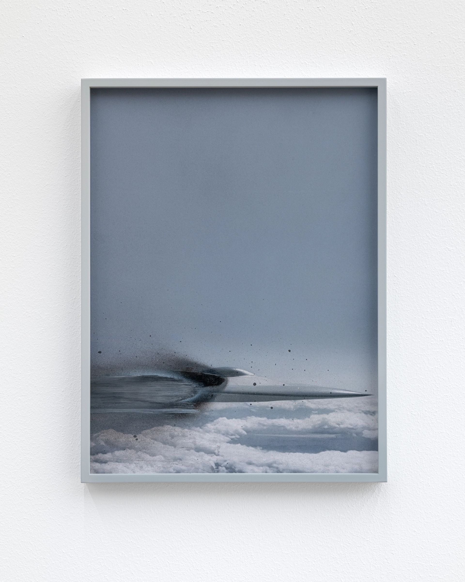 Anna Vogel, B2 Bomber, 2025, pigment print, ink, varnish, frame finished in light gray, 40 × 30 cm (3 variations)