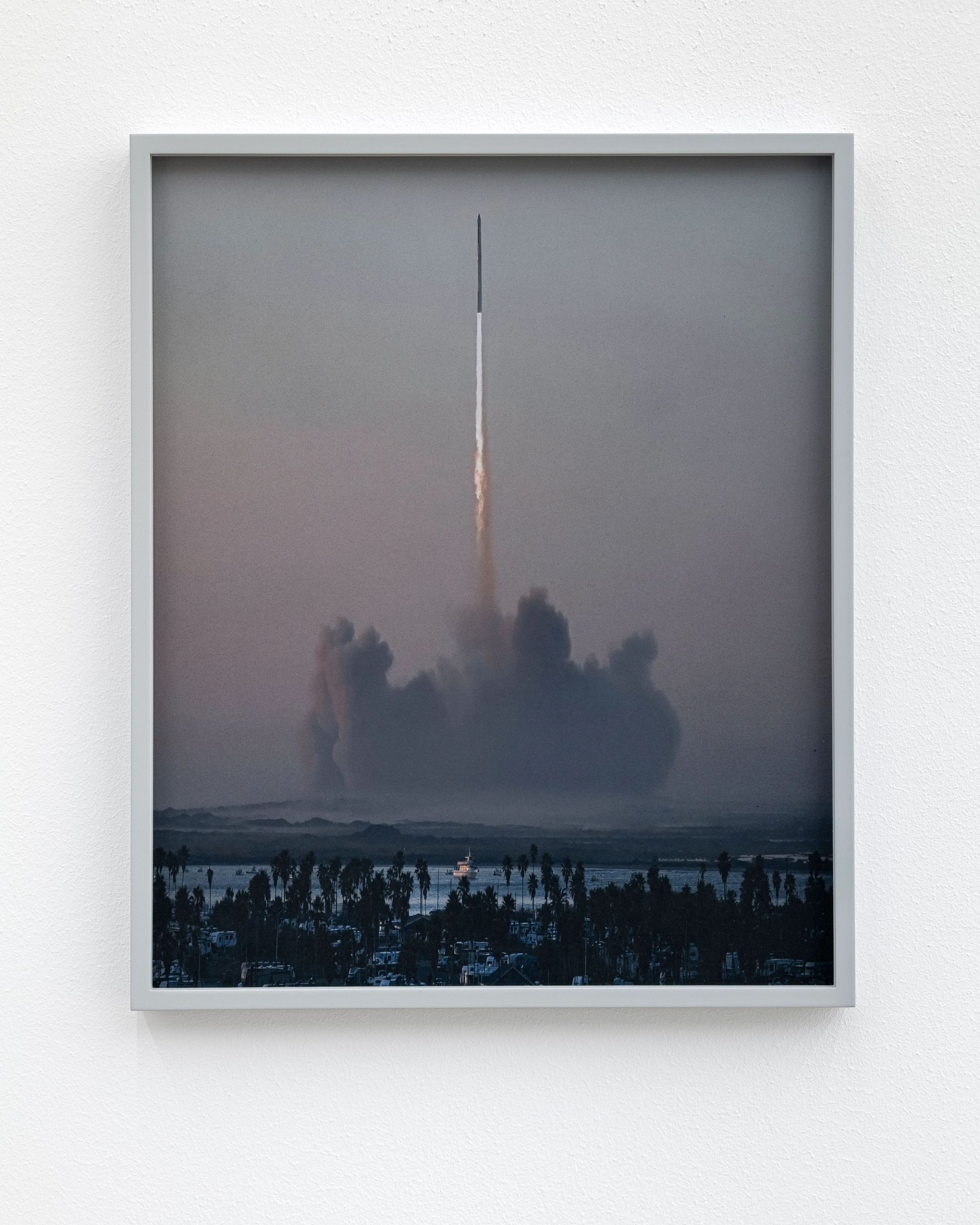 Anna Vogel, space shuttle, 2025, pigment print, varnish, frame finished in light gray, 45 × 37 cm (3 variations)