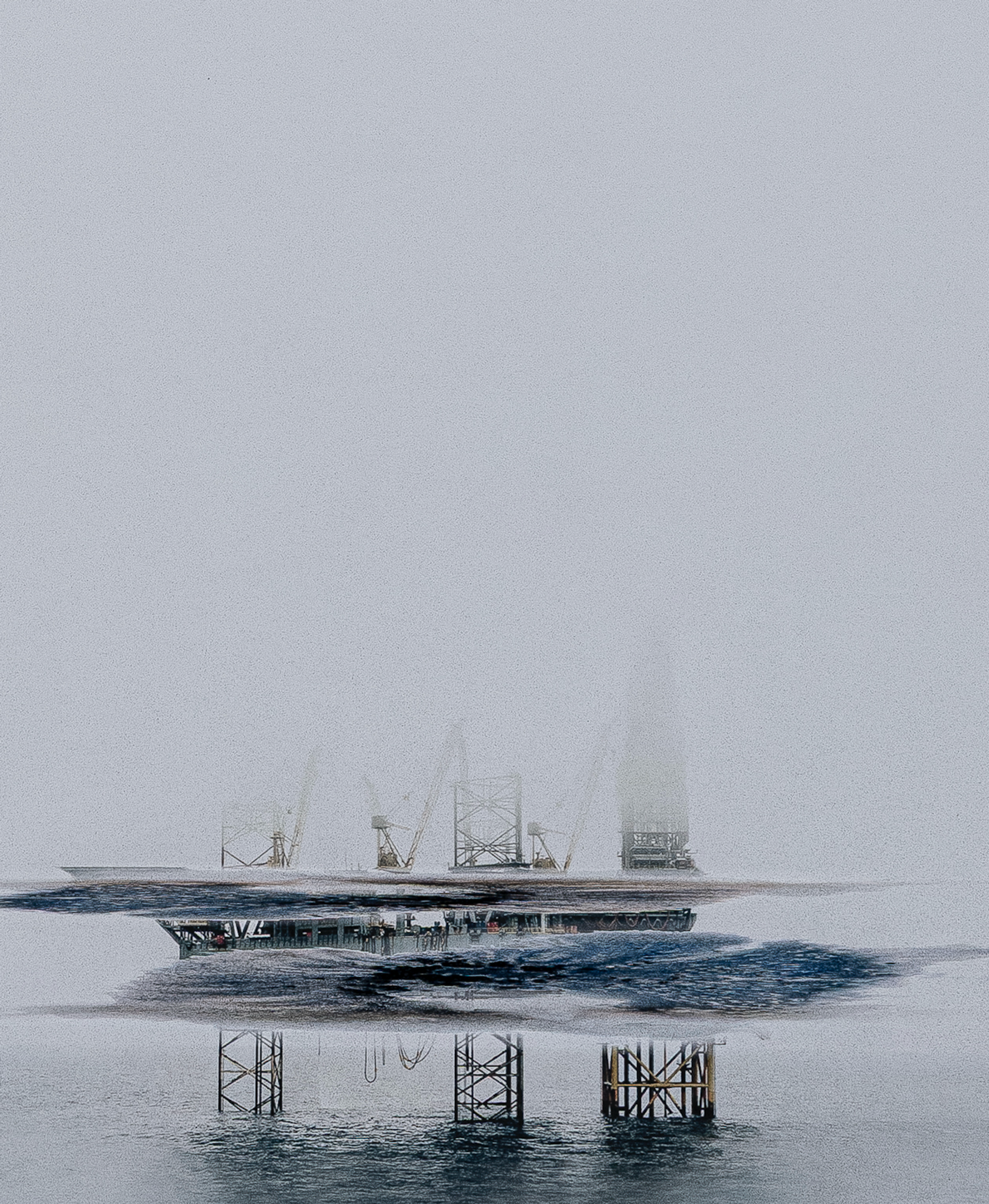 Anna Vogel, we drift like worried fire, 2025, pigment print, ink, varnish, frame finished in light gray, 80 × 60 cm, [detail]