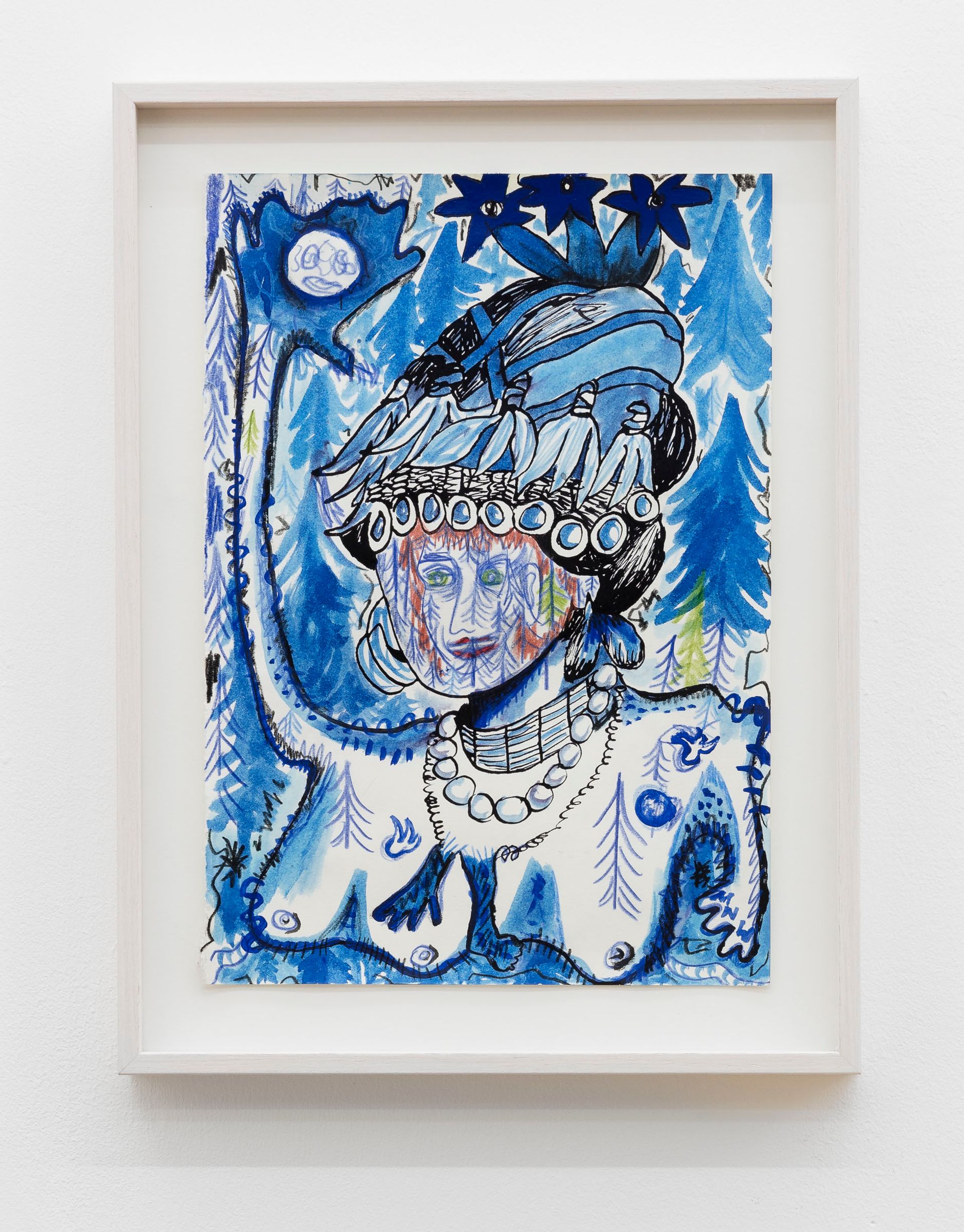 Anna McCarthy, Königin der Nacht, 2018, crayon, gouache, indian ink on paper, 29.5 × 21.7 cm 