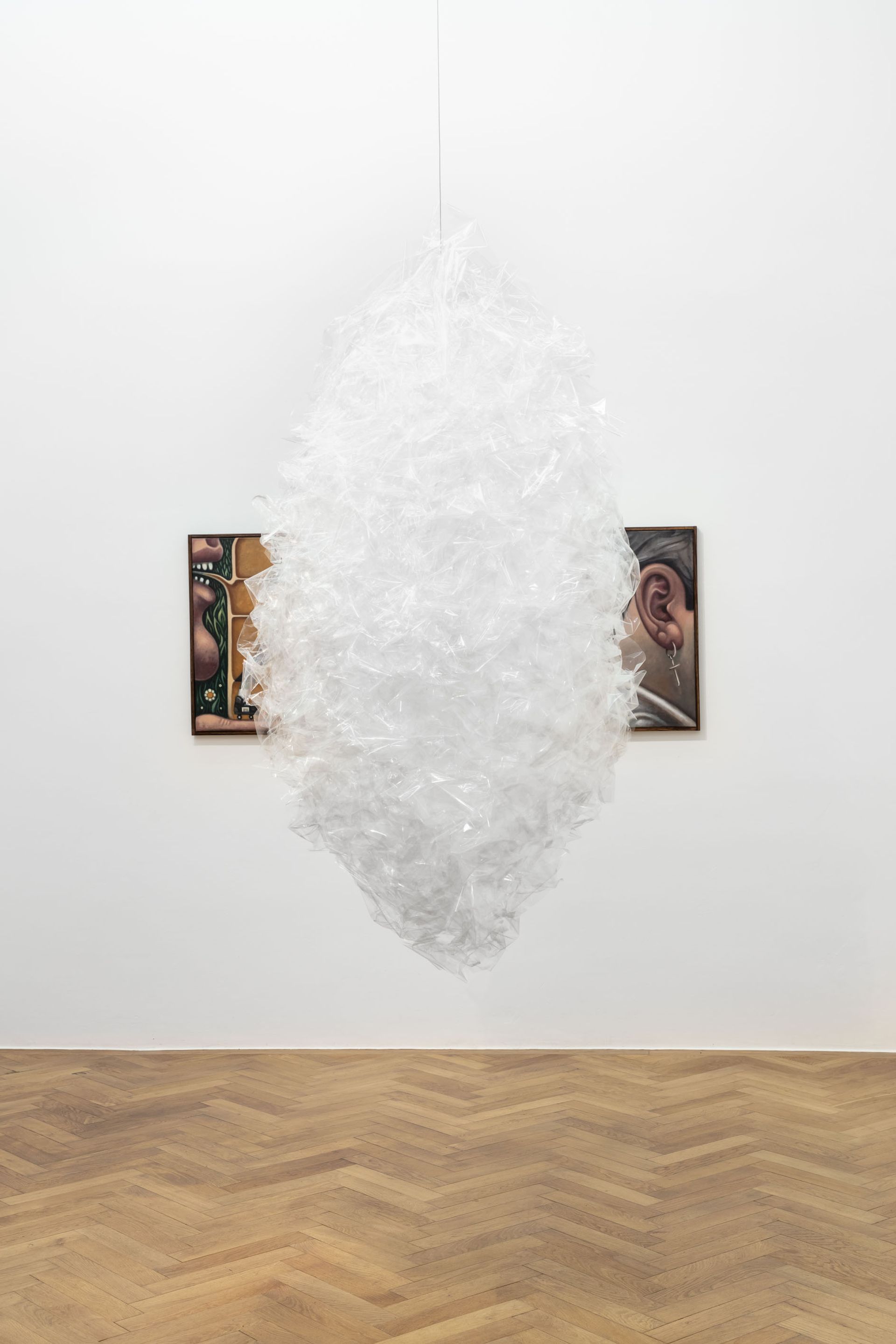 Sveta Mordovskaya, “Cocoon”, 2021, gift foils, dimensions variable, Courtesy the artist and Weiss Falk, Basel, photo: Sebastian Kissel