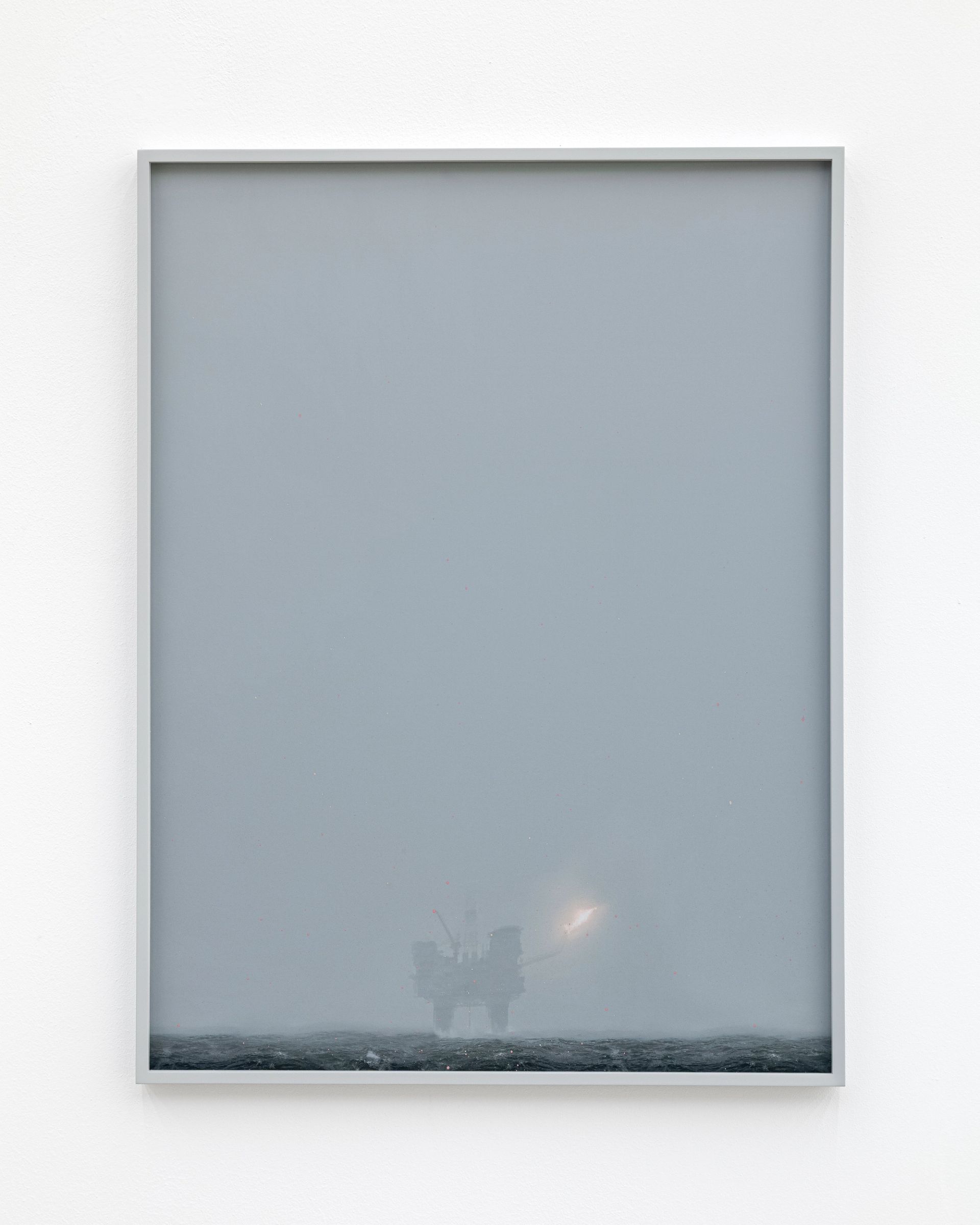 Anna Vogel, oilrig, 2025, pigment print, varnish, frame finished in light gray, 80 × 60 cm (3 variations)