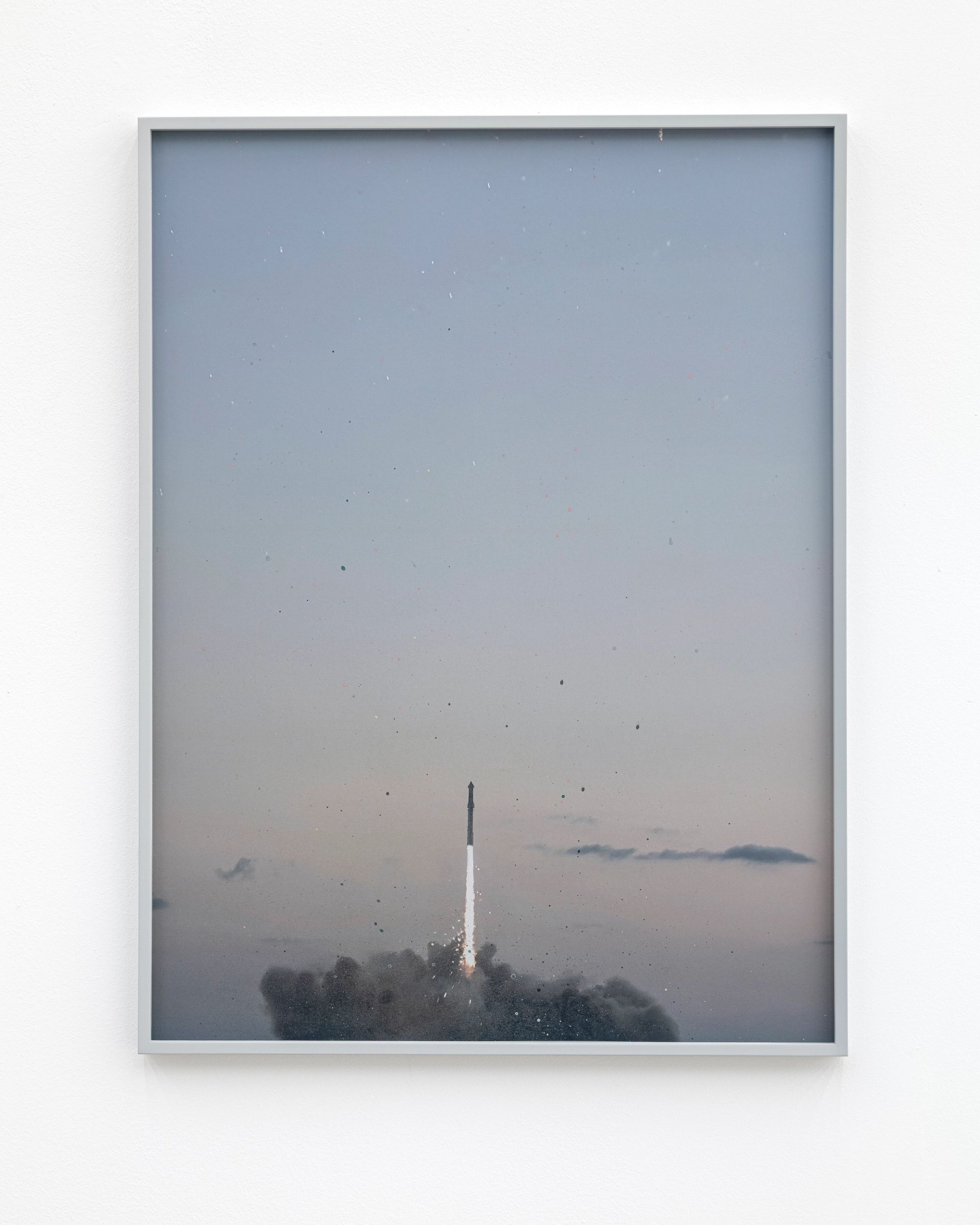 Anna Vogel, spaceX starship launch, 2025, pigment print, varnish, frame finished in light gray, 80 × 60 cm (3 variations)