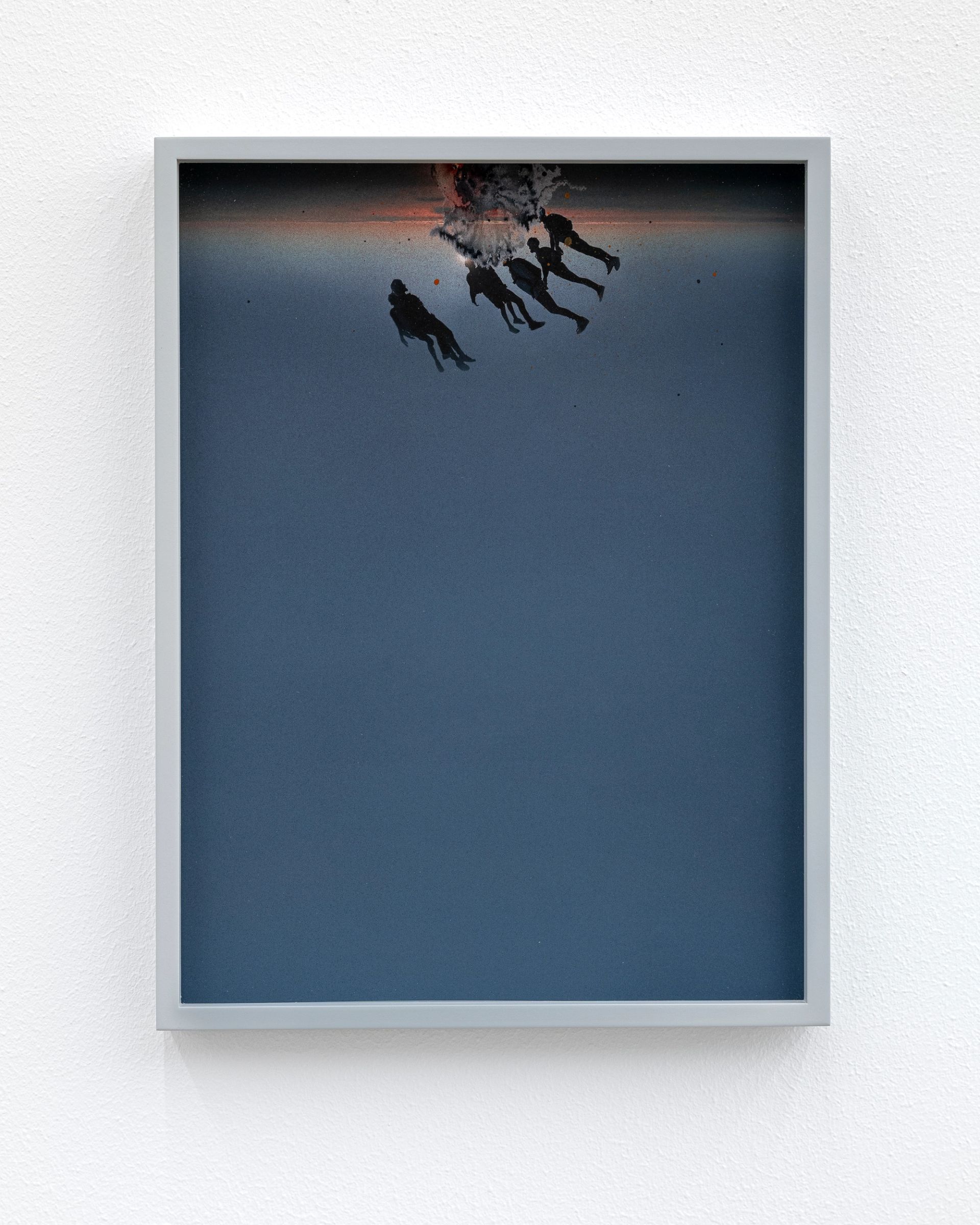Anna Vogel, Skydiver I, 2025, pigment print, ink, varnish, frame finished in dusty gray, 32 × 24 cm (3 variations)