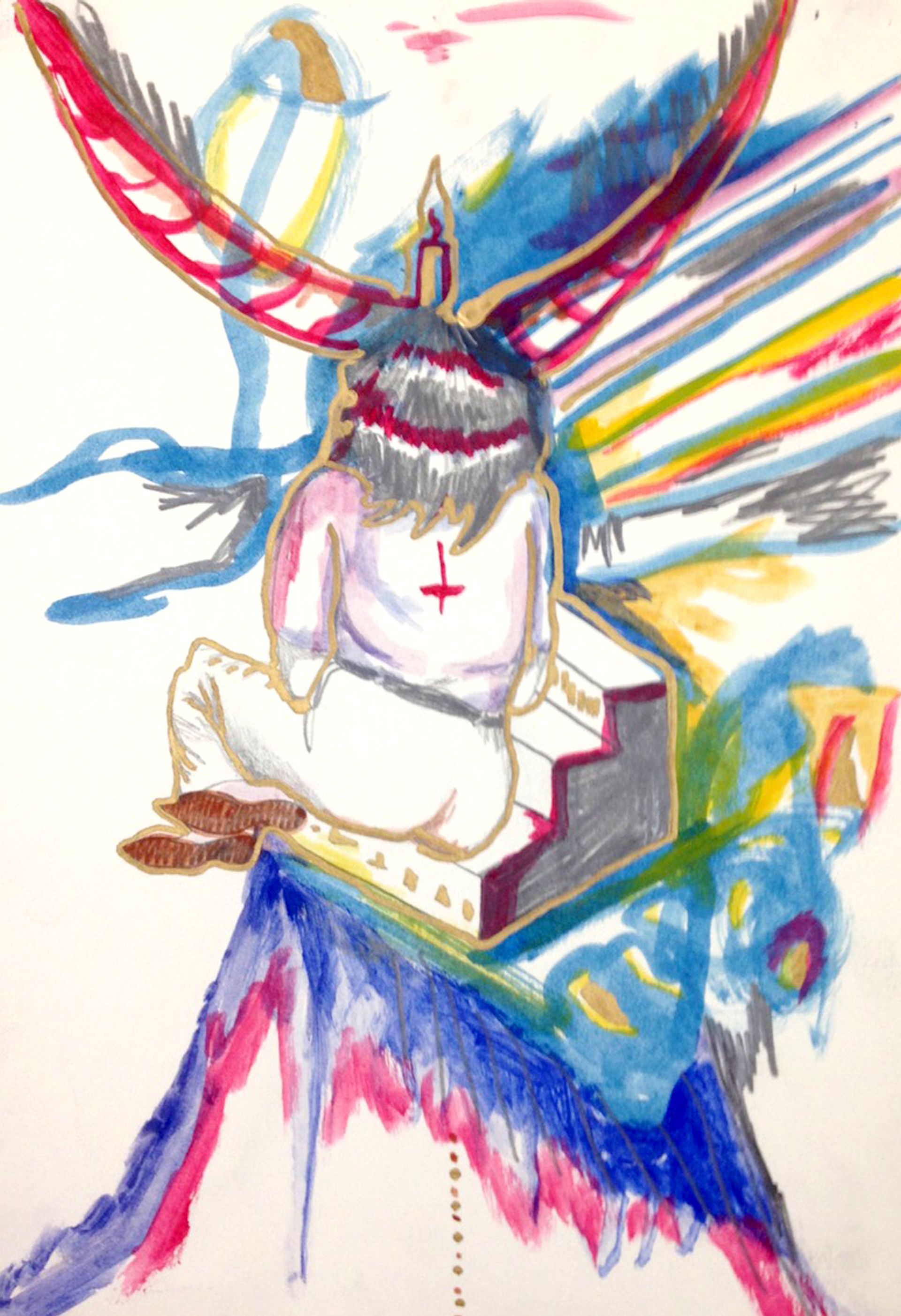 Anna McCarthy, Esprit, 2011, gouache pencil on paper, 30 × 21 cm