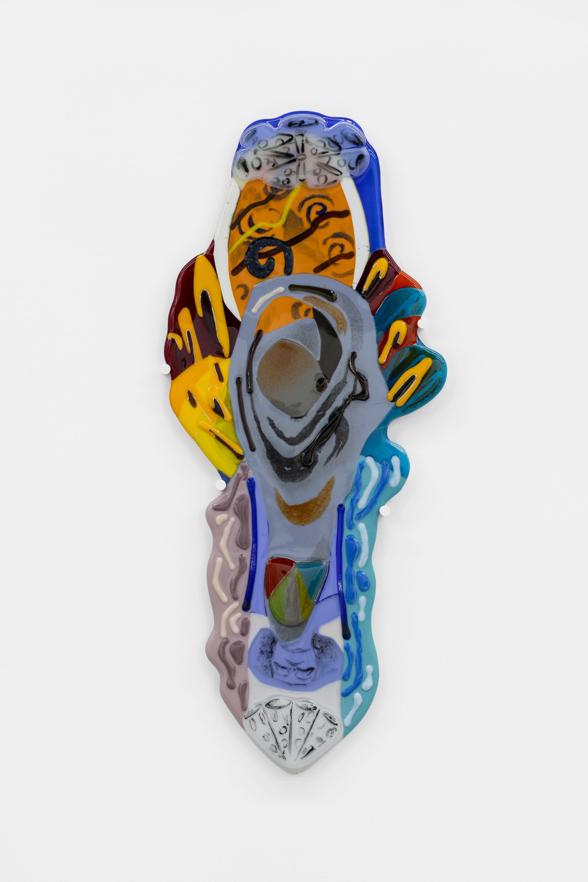 Ana Navas, Escucha, 2025, fused glass, 70.5 x 30 x 2 cm | 27 3/4 x 11 3/4 x 3/4 in